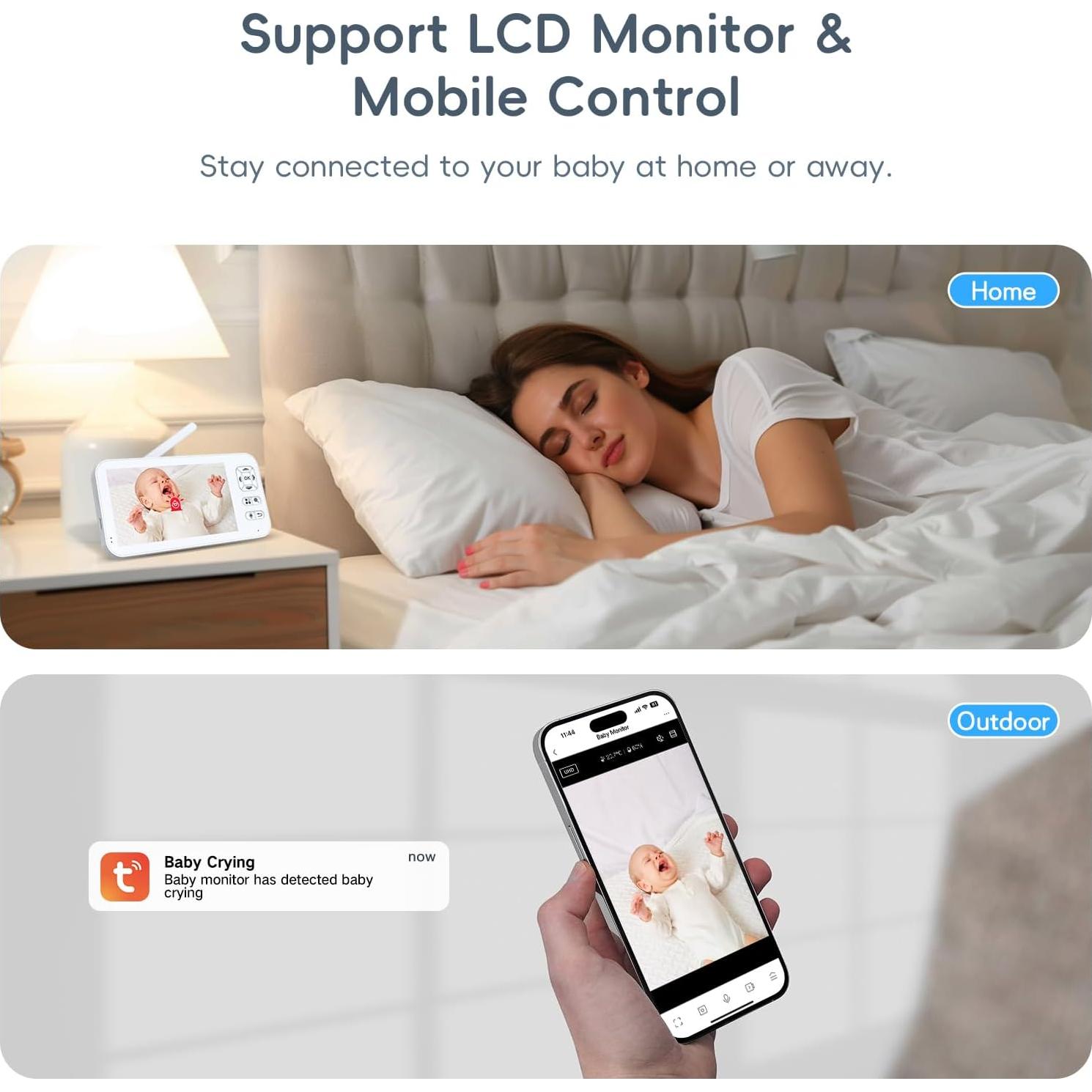 Monitor de Bebé Bvavo 2K HD con Cámara y Audio, WiFi