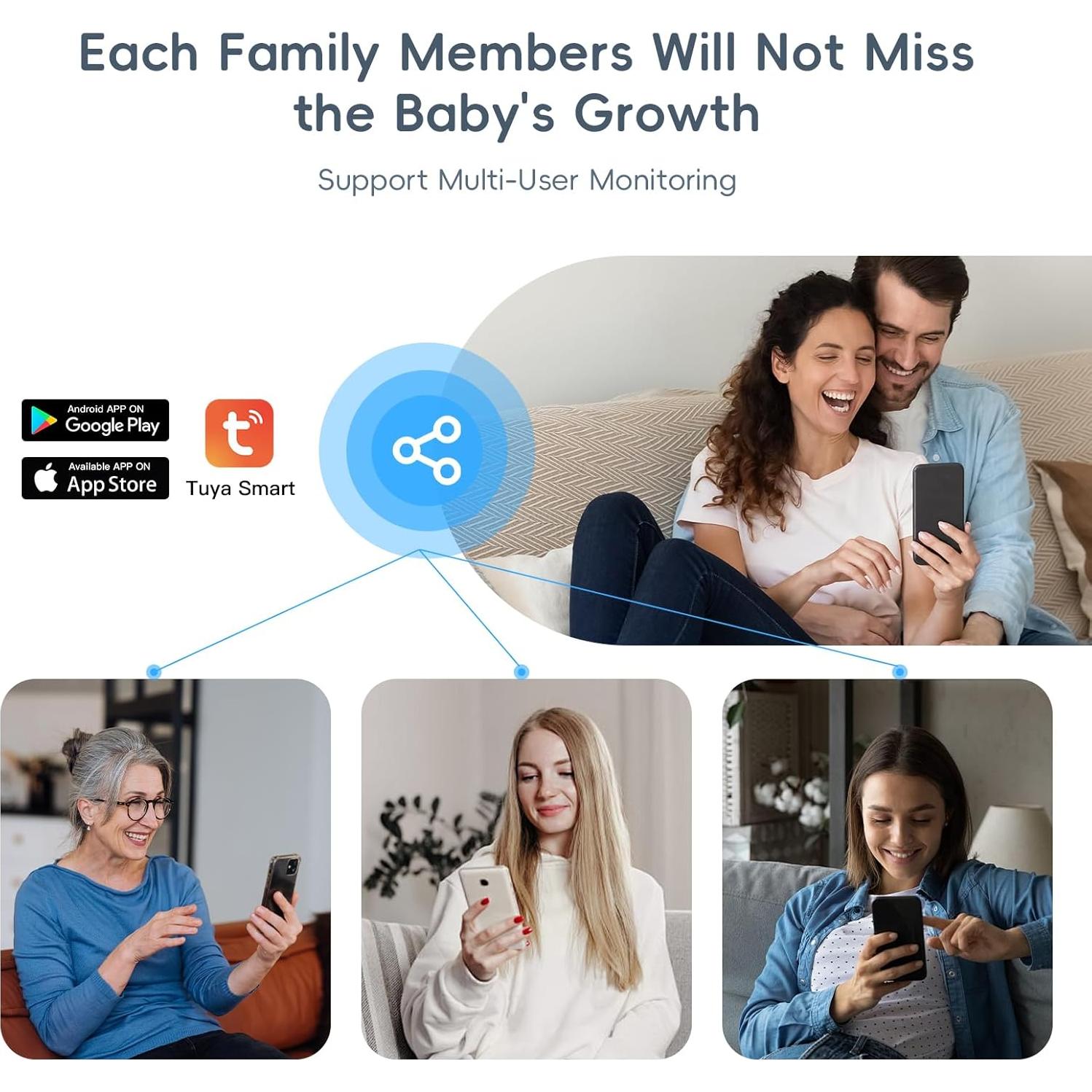 Monitor de Bebé Bvavo 2K HD con Cámara y Audio, WiFi