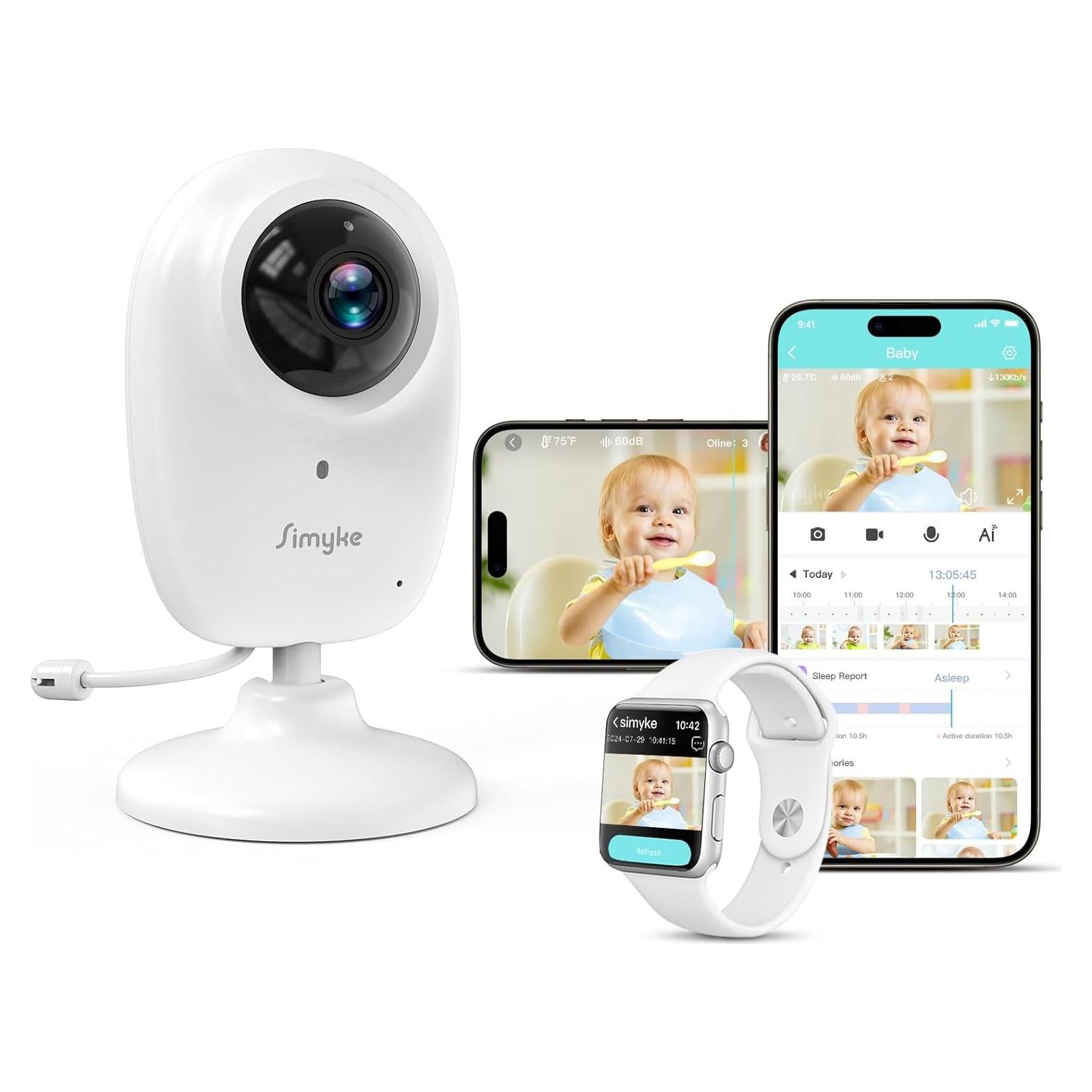 Monitor de Bebé Simyke U2SE 1080P WiFi con Detección de Llanto