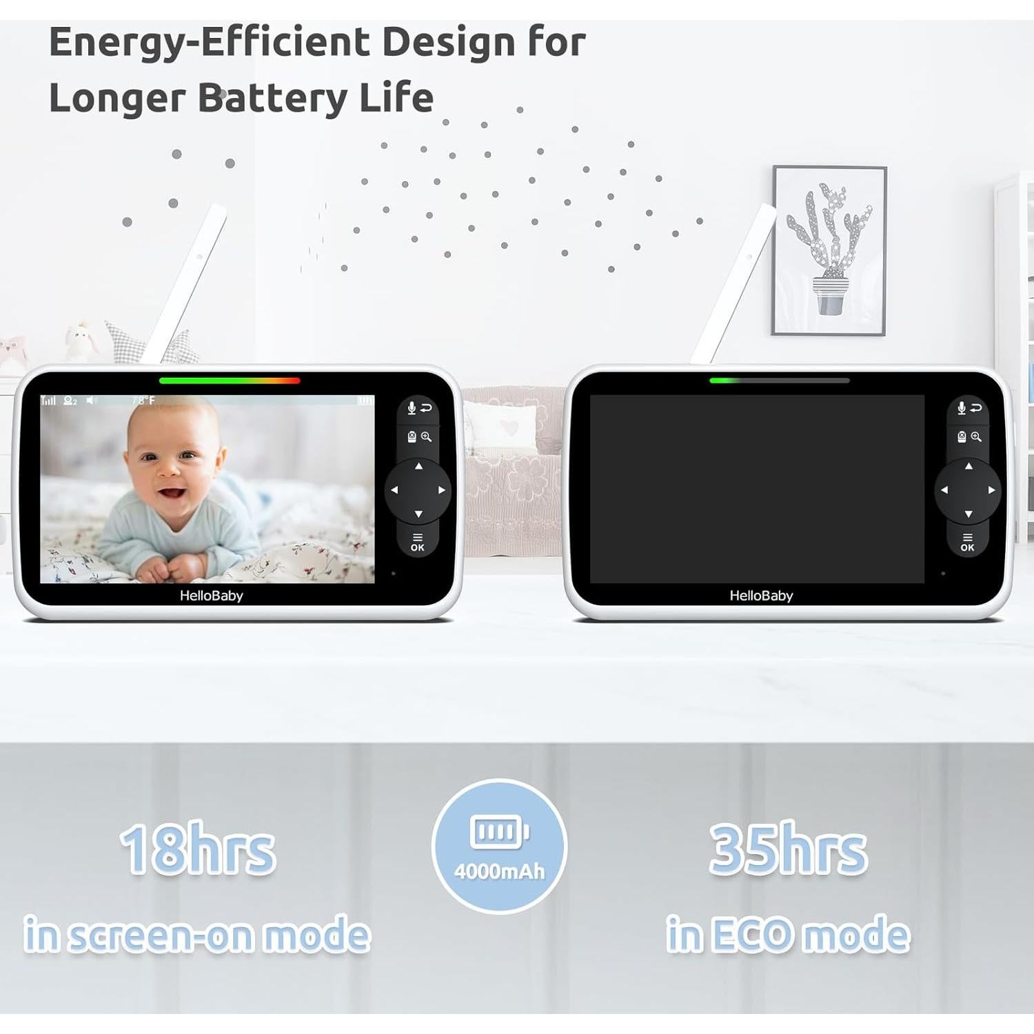 Monitor de Bebé HelloBaby HB6351Plus-2 6" Pantalla IPS 2 Cámaras