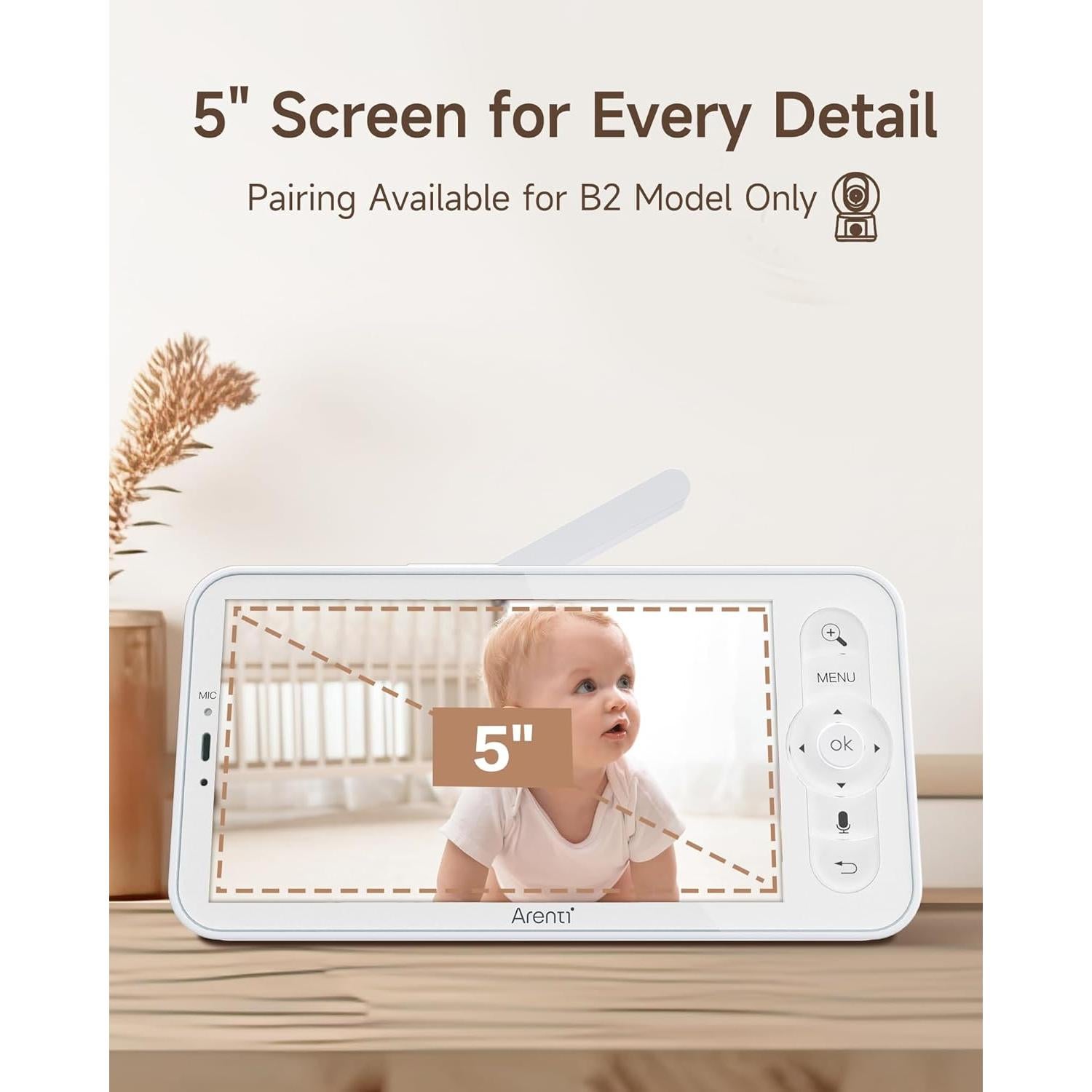 Monitor Inalámbrico para Bebés Arenti B2 5" 720p Sin Luz