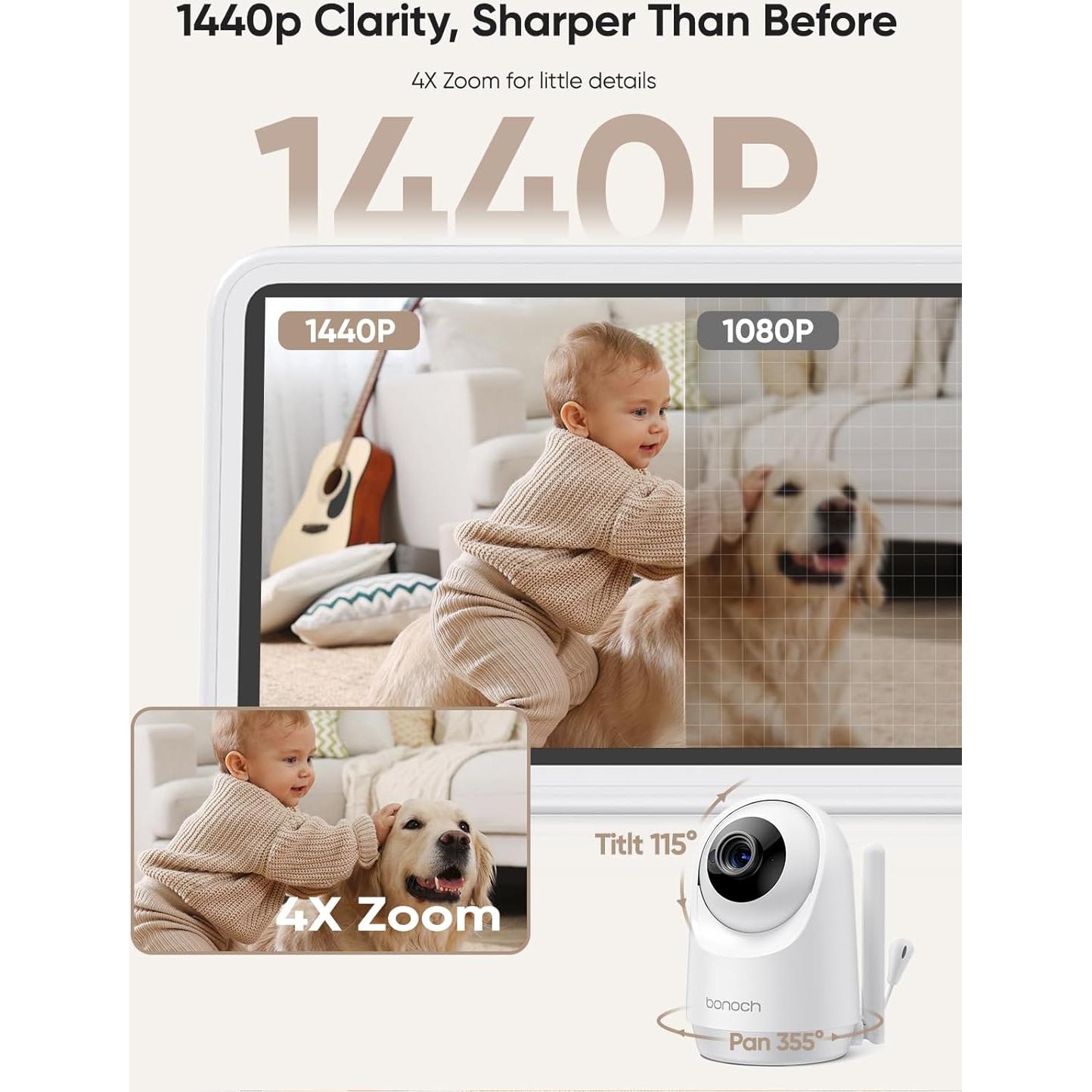 Monitor para Bebés Bonoch BBM04 5" 1440p con Batería 7800mAh