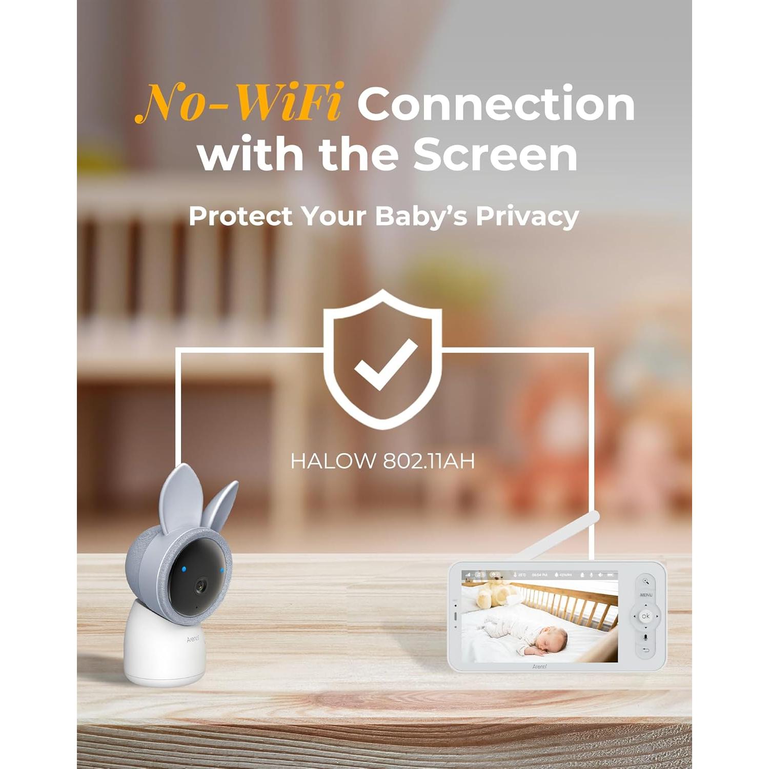 Monitor de Bebé Arenti 2K con Pantalla de 5" y Audio Bidireccional