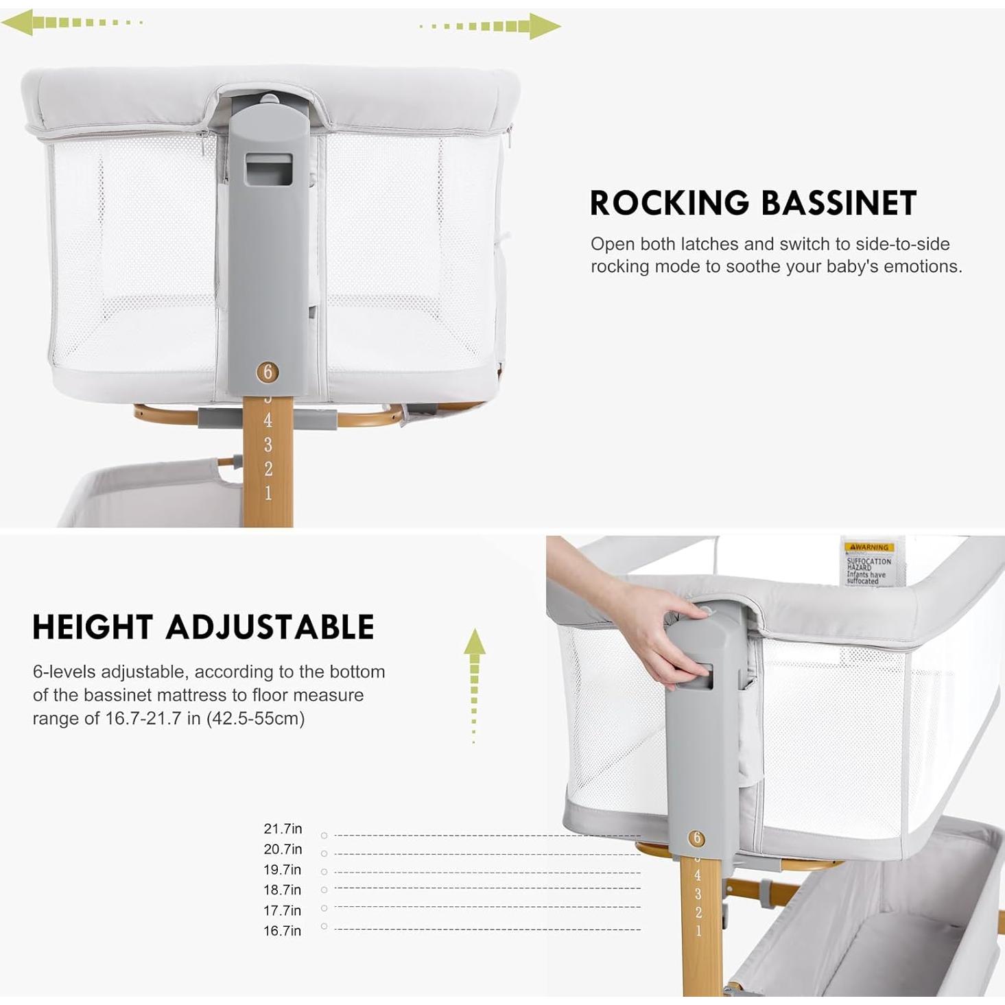 Cuna Lateral 3-en-1 Taylengrow Blanca Ajustable 6 Niveles