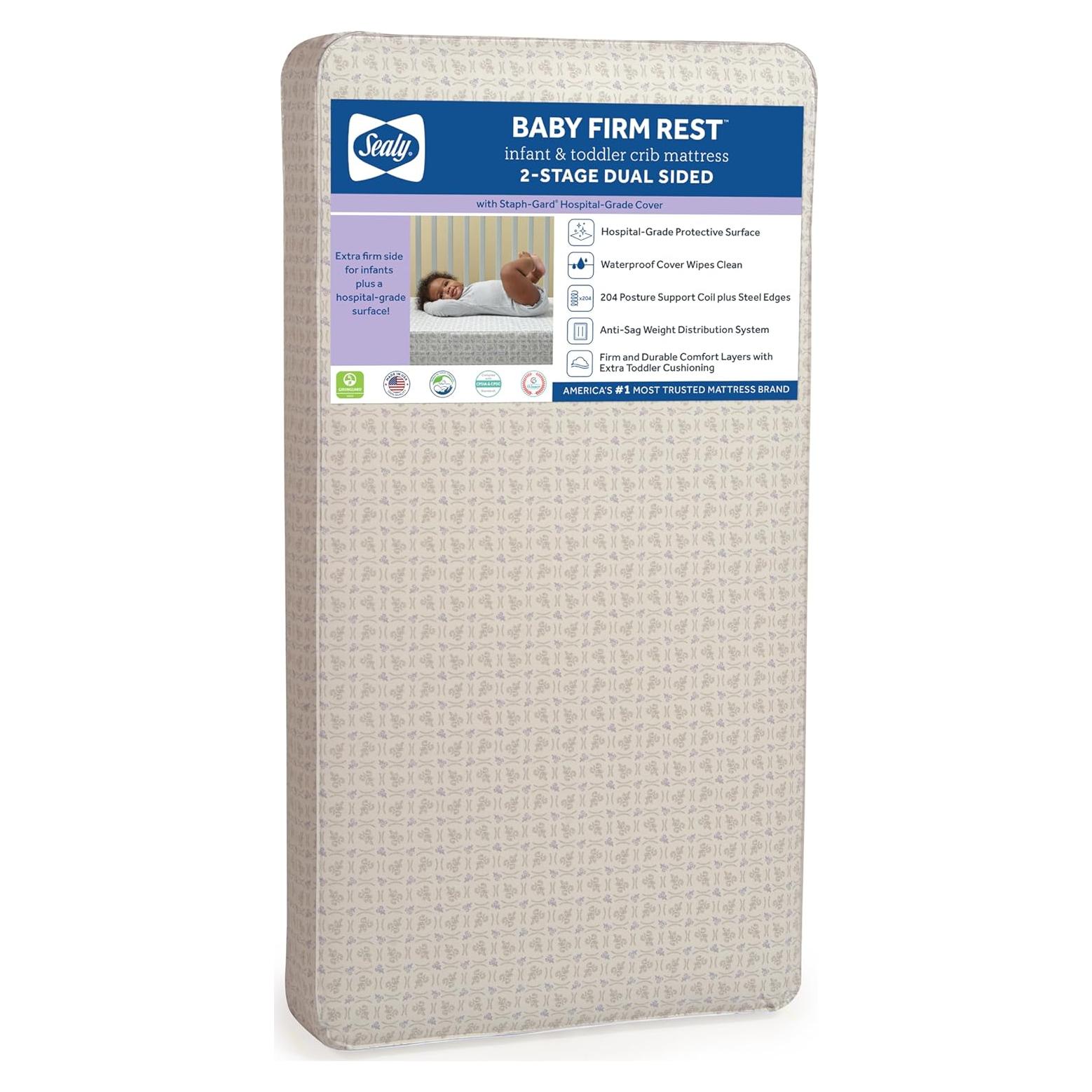 Colchón de Cuna Antibacteriano Sealy Baby 132x71 cm Impermeable