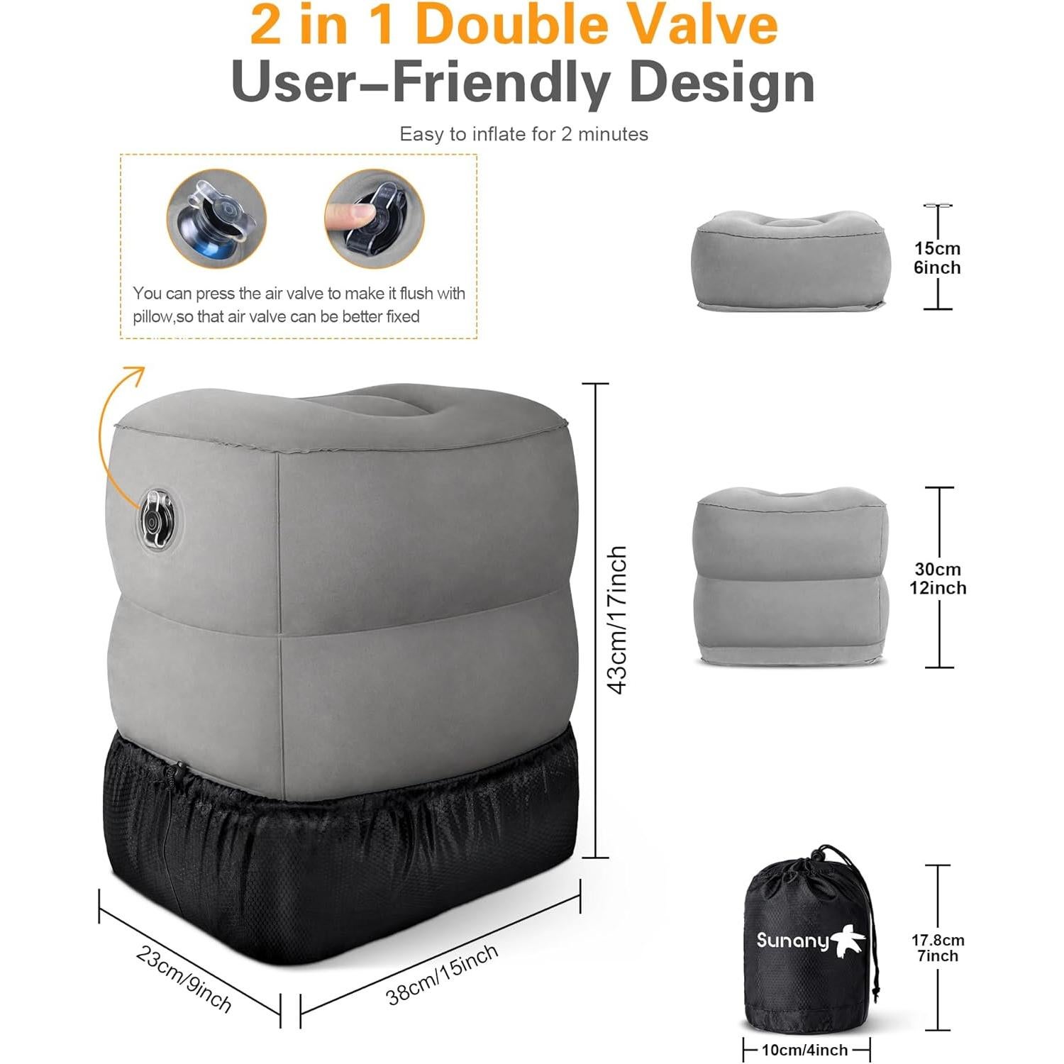 Cojín Inflable de Viaje Sunany para Descanso de Pies - Ajustable