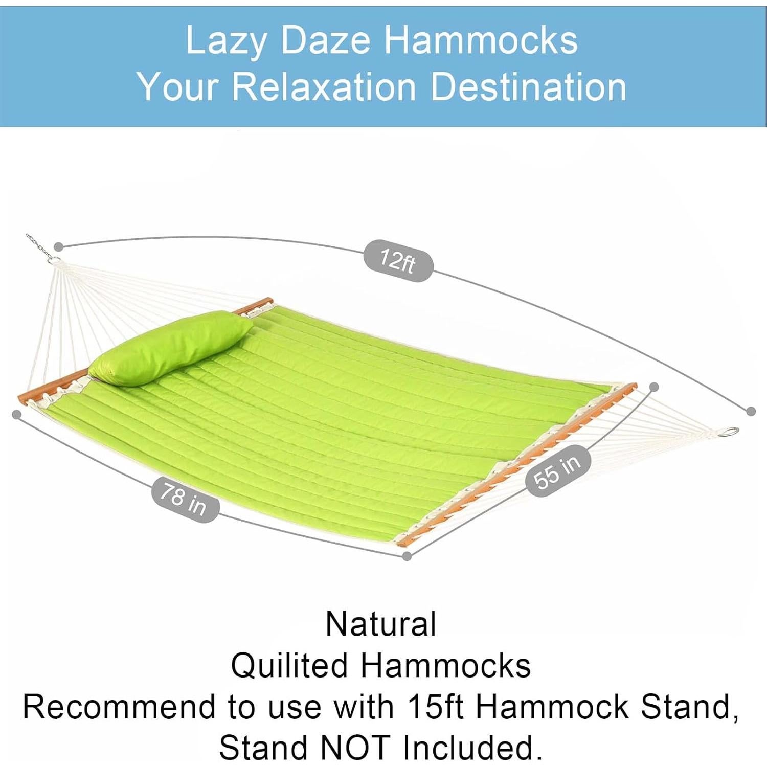 Hamaca Acolchada Doble Lazy Daze Verde Limón 3.66m 204kg