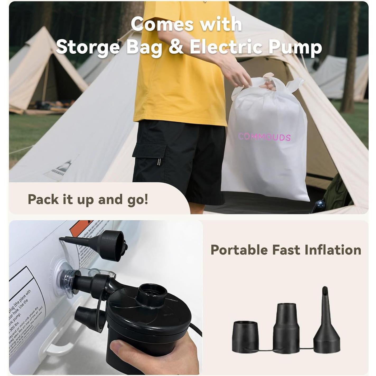 Cama Inflable para Niños COMMOUDS Rosa con Bordes de Seguridad