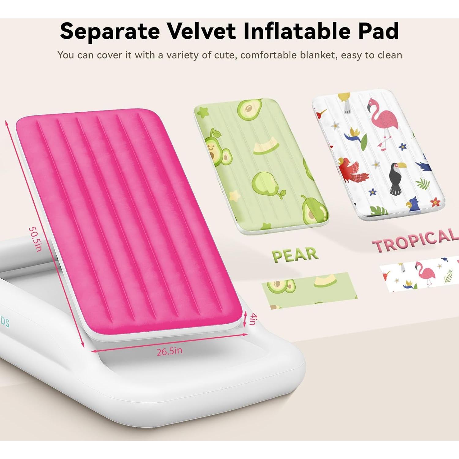 Cama Inflable para Niños COMMOUDS Rosa con Bordes de Seguridad