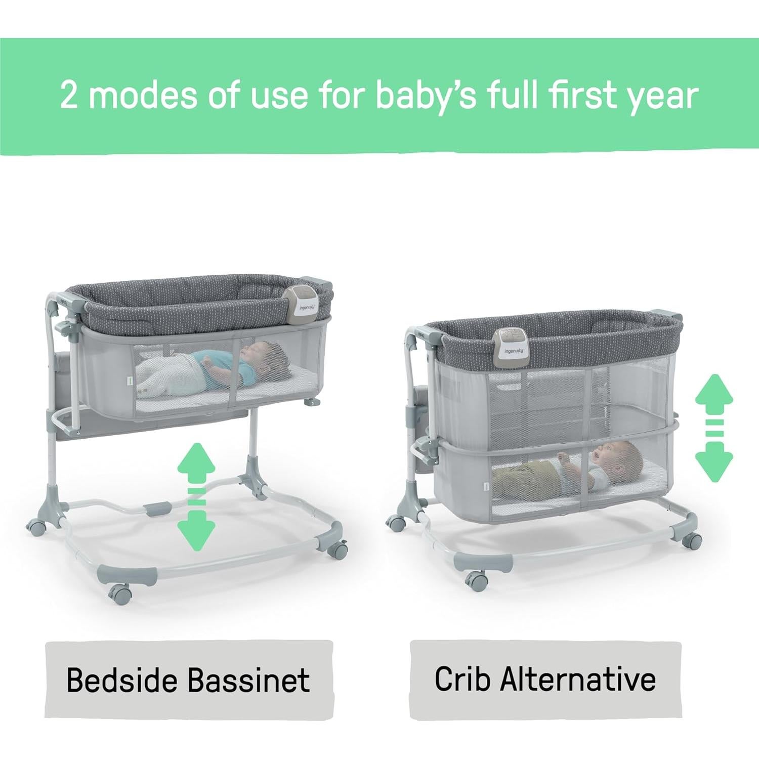 Cuna de lado Ingenuity Dream & Grow con colchón AirLoom - Gris