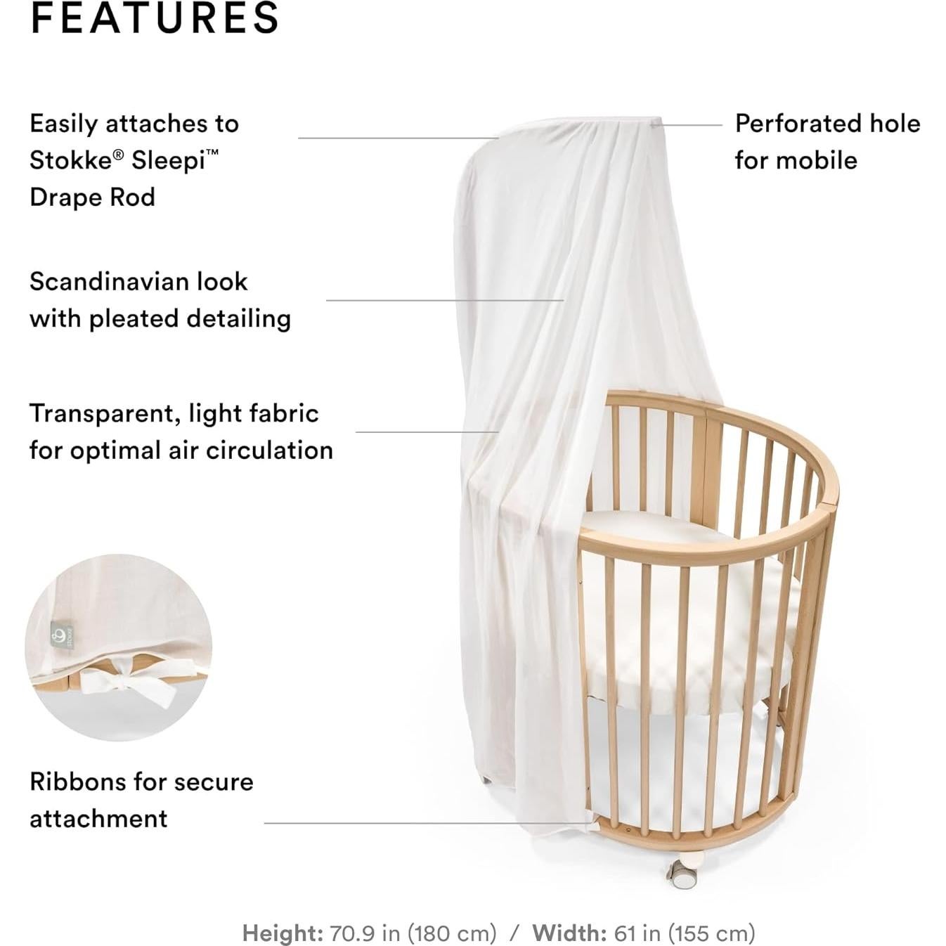 Dosel Stokke Sleepi V3 Blanco - Cuna Mini y Cama - Tela Ligera