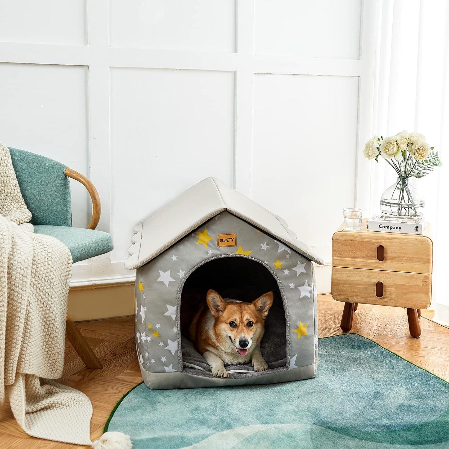 Casa para Mascotas Jiupety 2XL Gris - Cueva Cálida para Perros Grandes