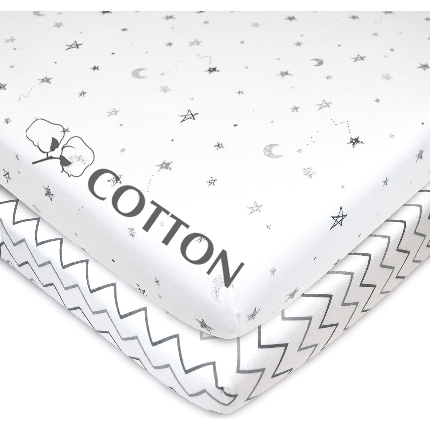 Sábanas Ajustadas de Cuna Mini 100% Algodón Compañía Americana 2 Pcs