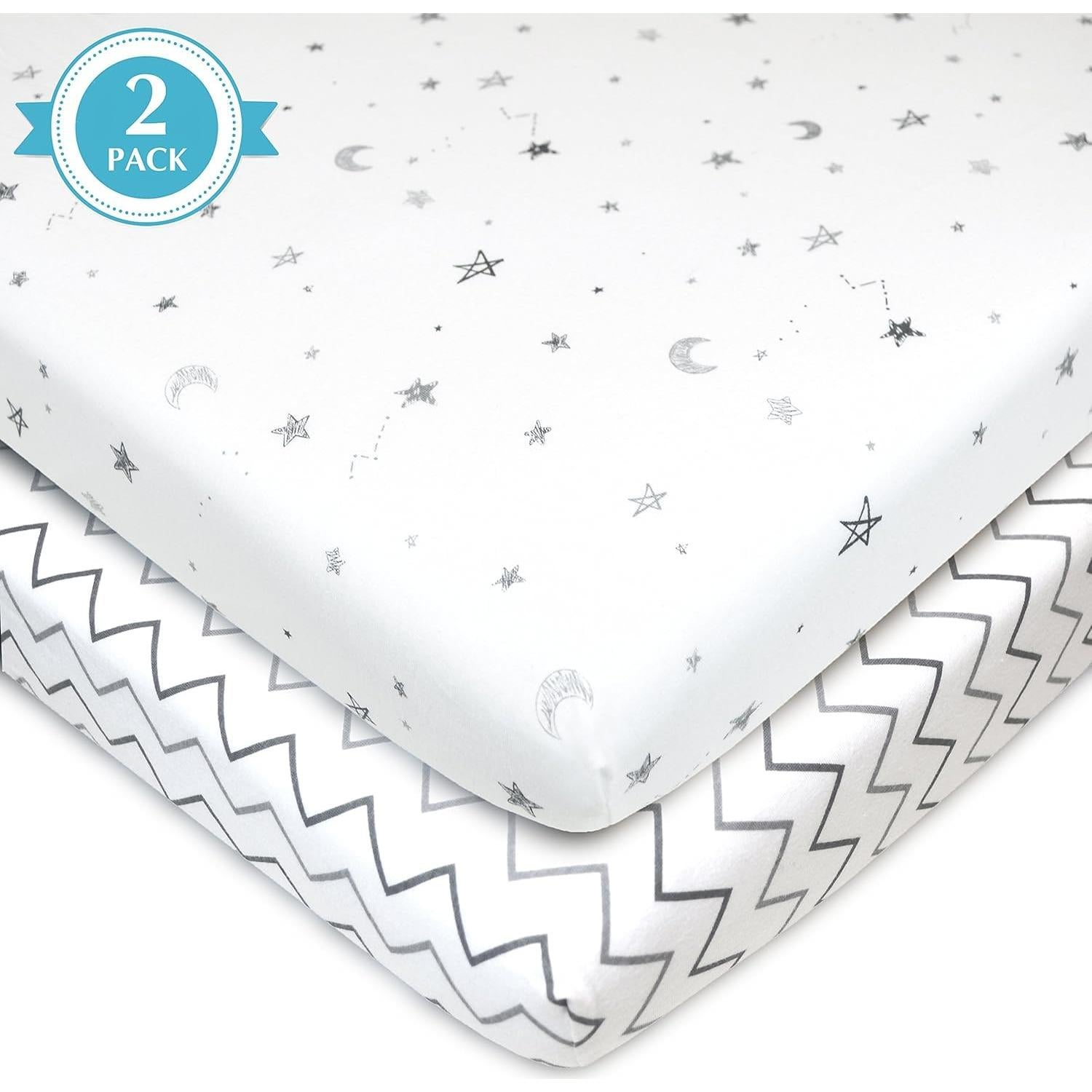 Sábanas Ajustadas de Cuna Mini 100% Algodón Compañía Americana 2 Pcs