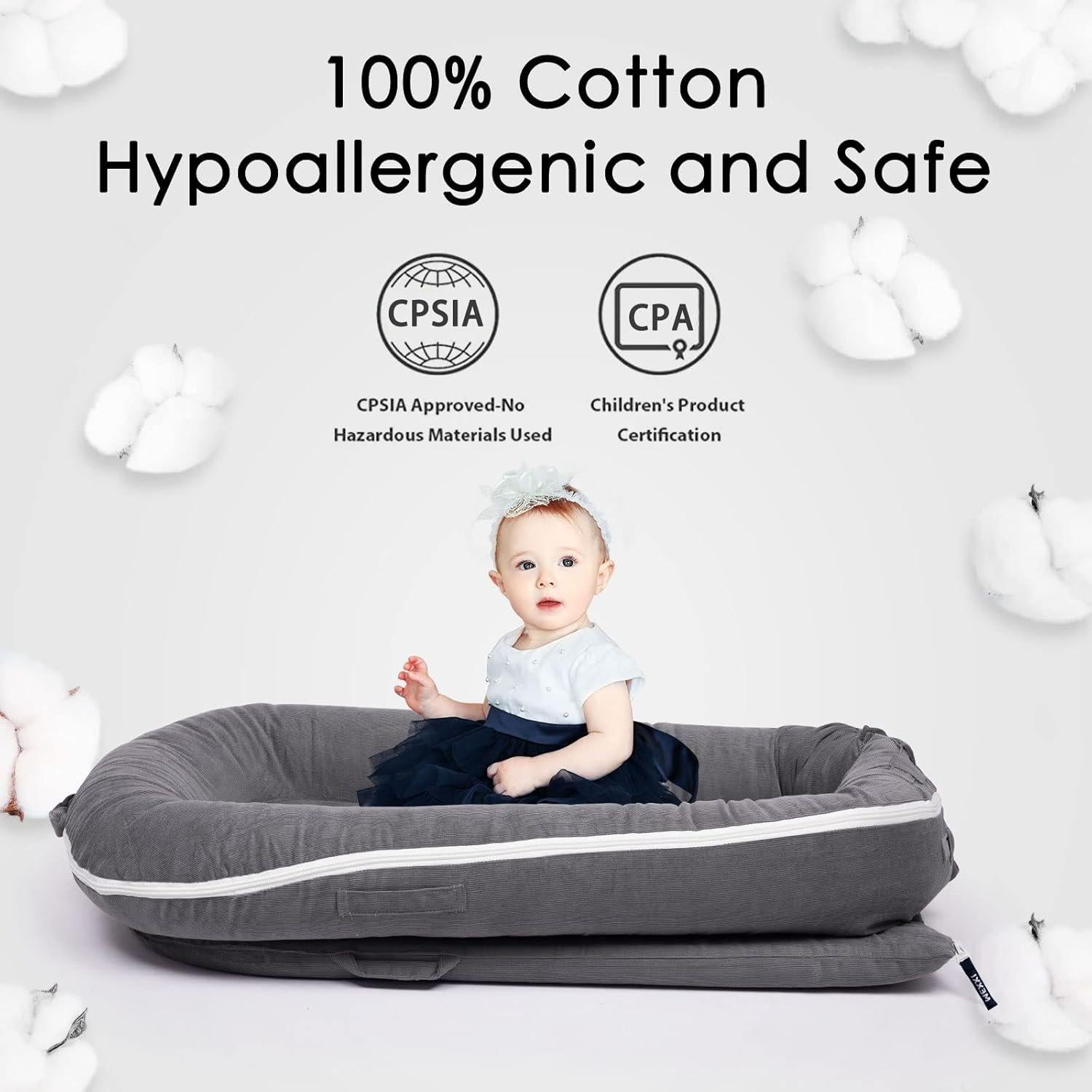 Funda de Nido Hipoalergénica MEXXI para Dockatot Deluxe+ Carbón