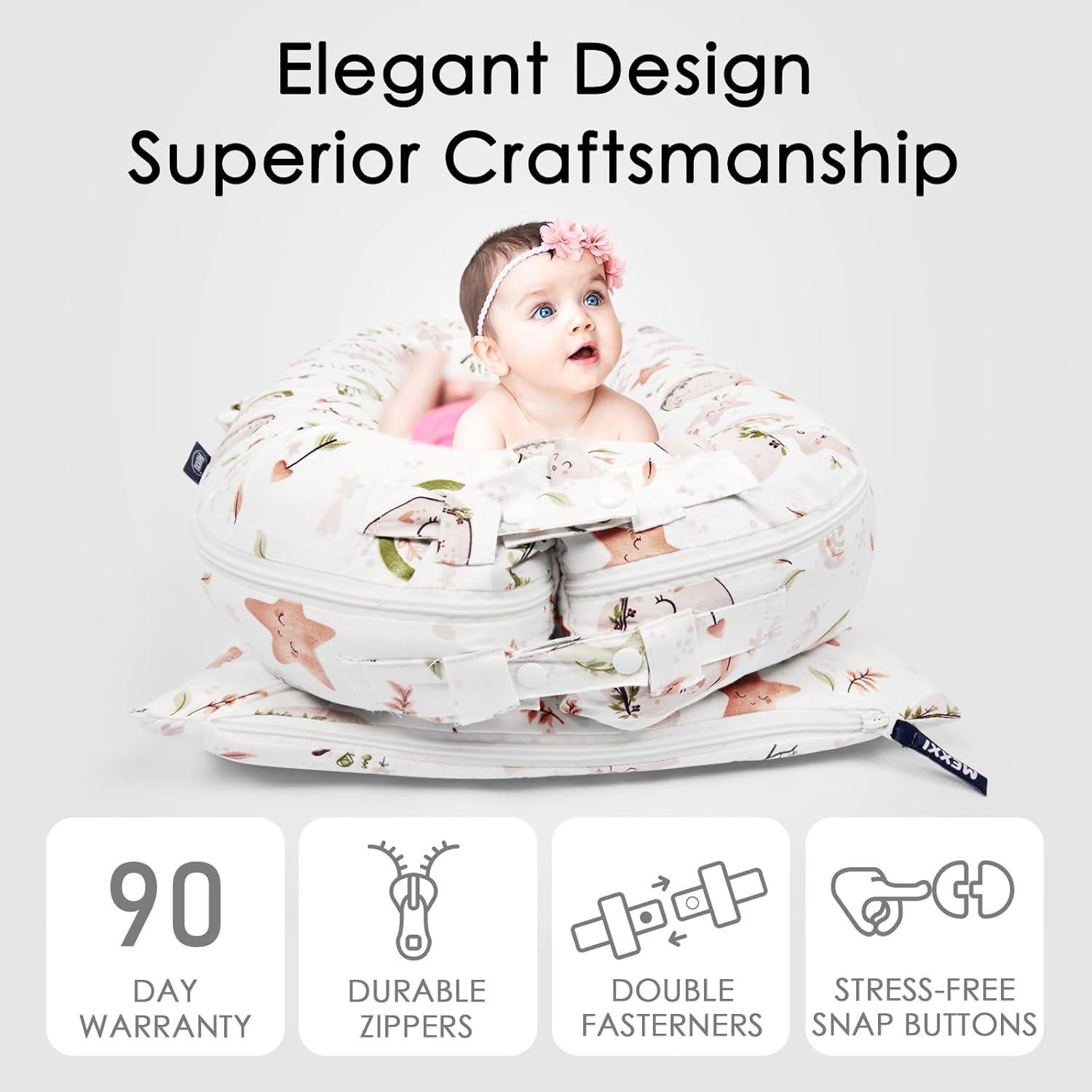 Cubierta de Reemplazo Mexxi para Nido de Bebé Hipoalergénica Estrellas y Luna