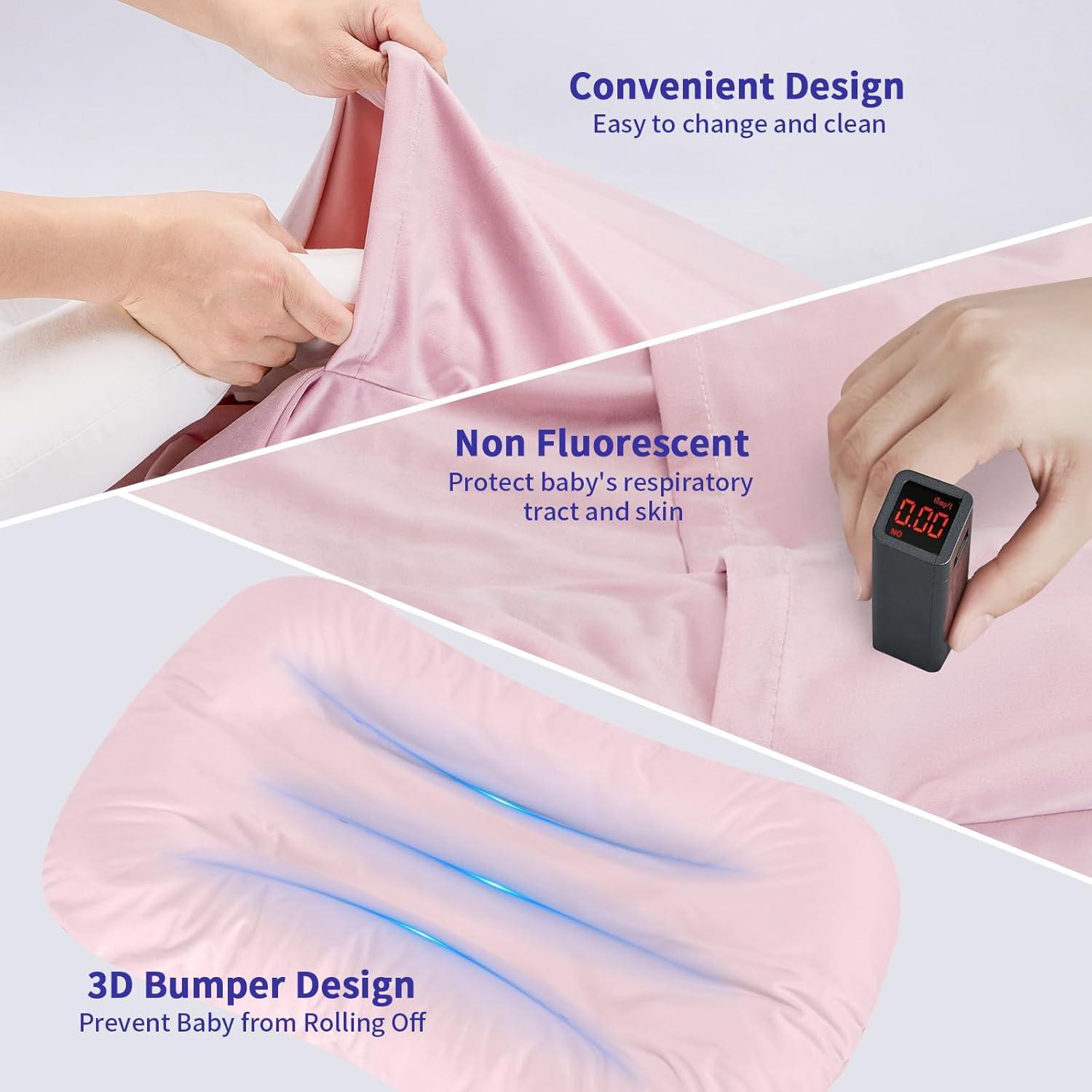 Alfombra de Juego para Bebés Vicorise 100% Algodón Rosa 0-24 Meses