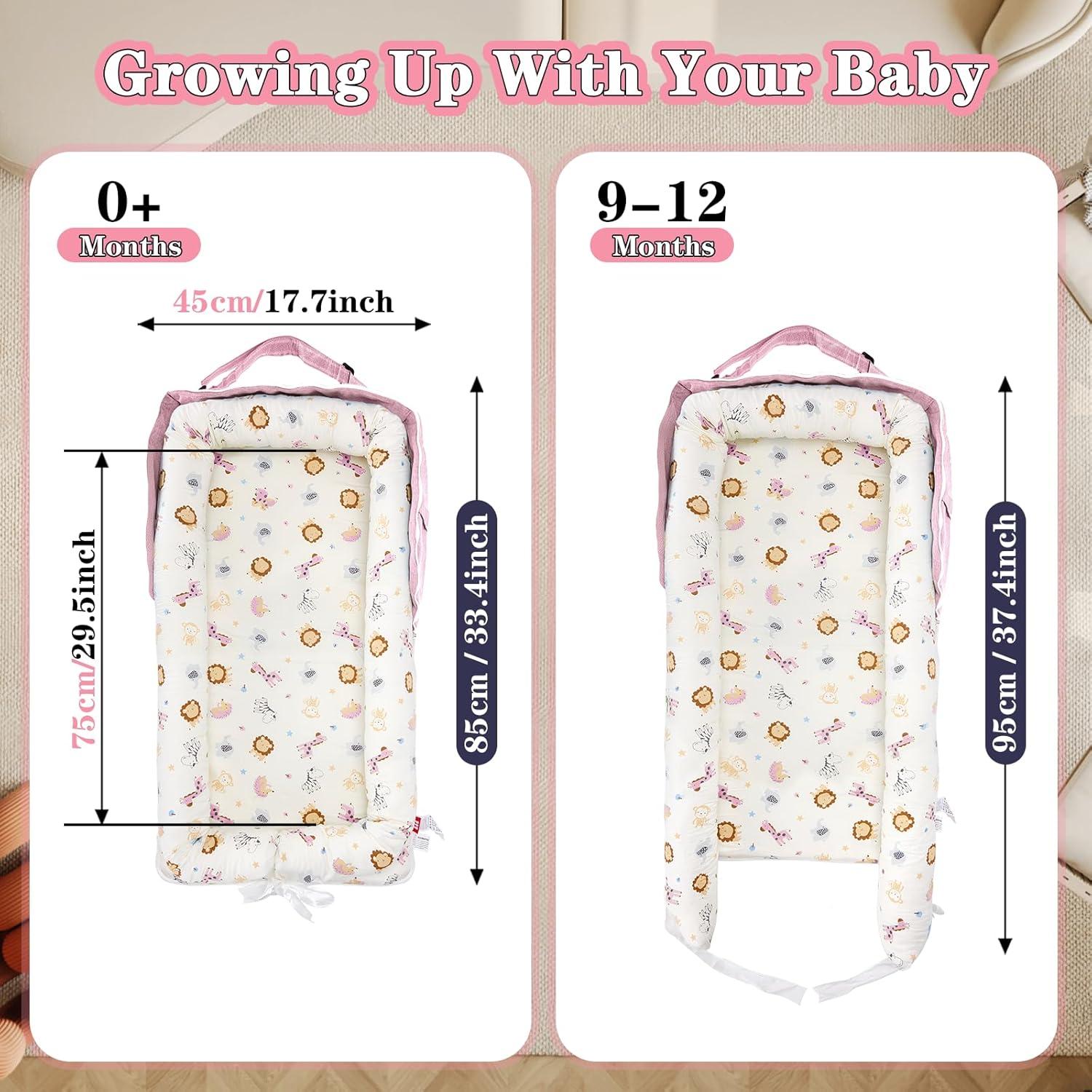 Cojín para Bebés Vervebaby Mundo Animal Rosa 75x45 cm