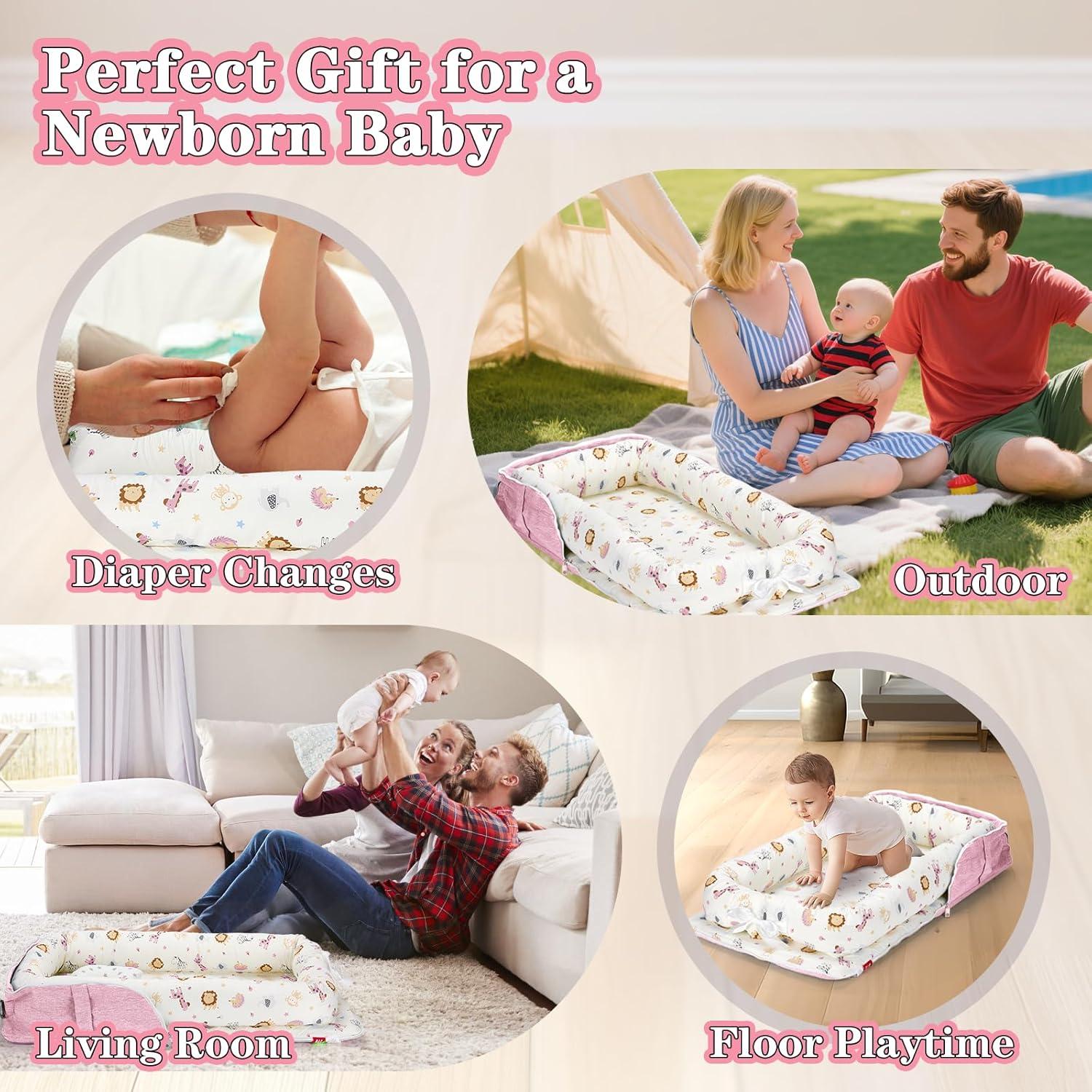 Cojín para Bebés Vervebaby Mundo Animal Rosa 75x45 cm