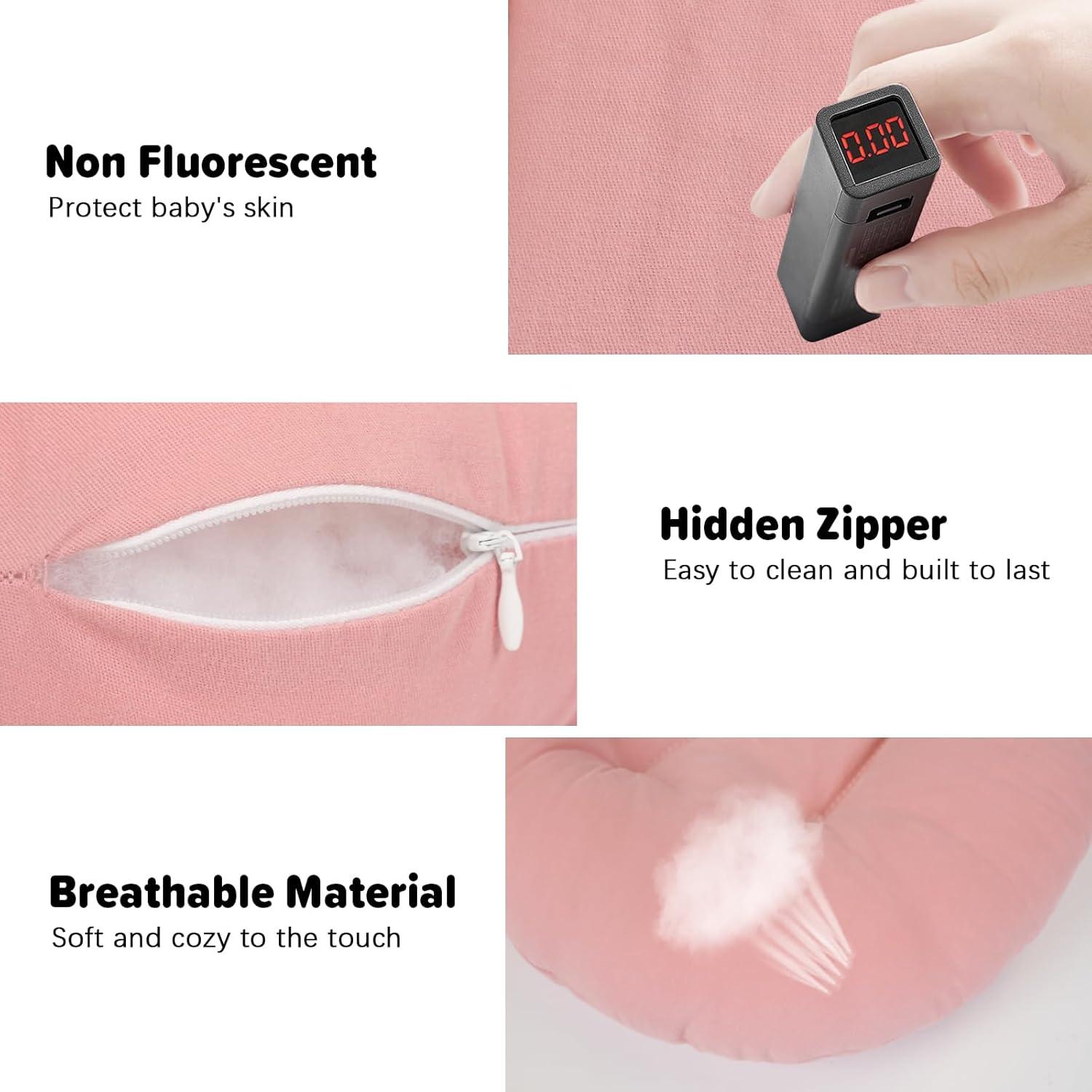 Cojín Orgánico para Bebés 0-24 Meses Algodón Suave Rosa