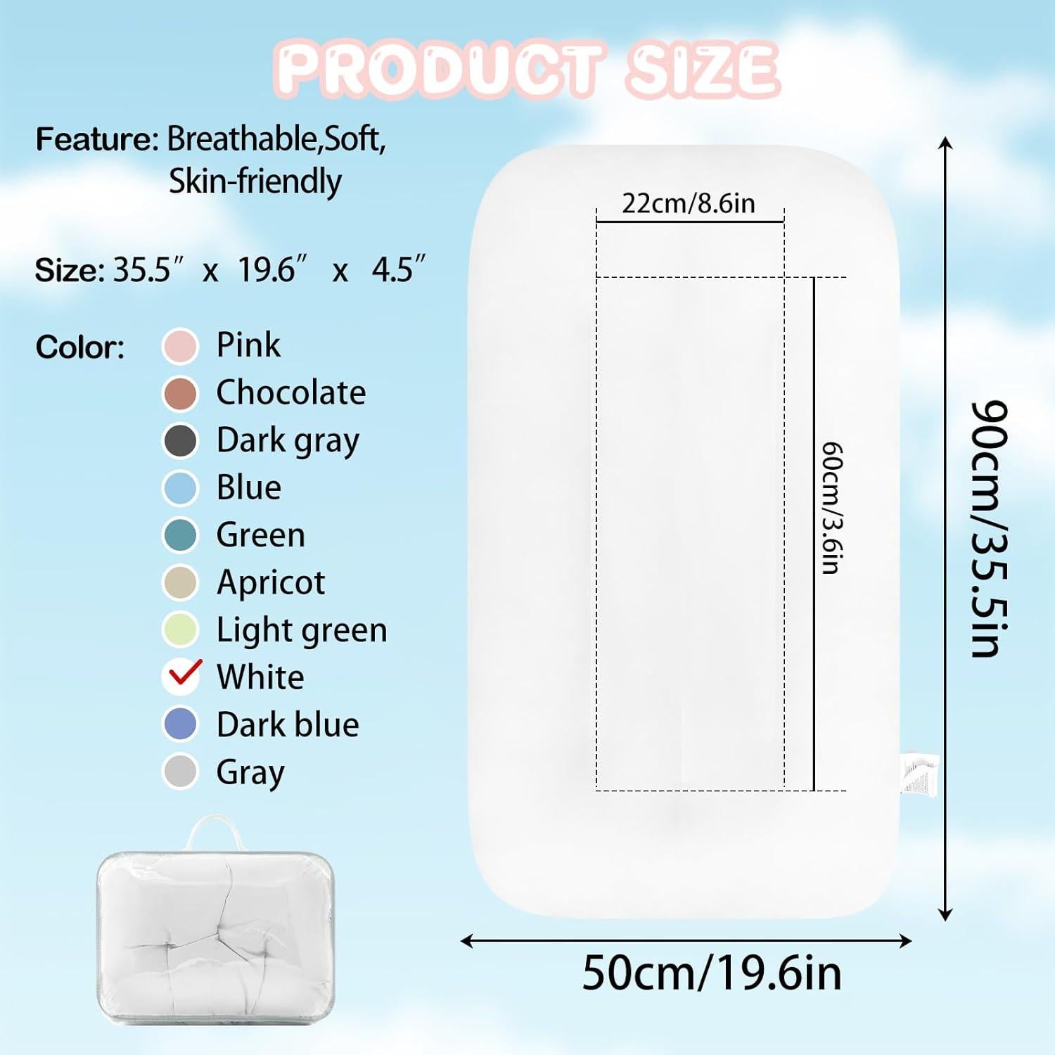 Cojín para Bebés de Algodón Orgánico Blanco - 0 a 18 Meses