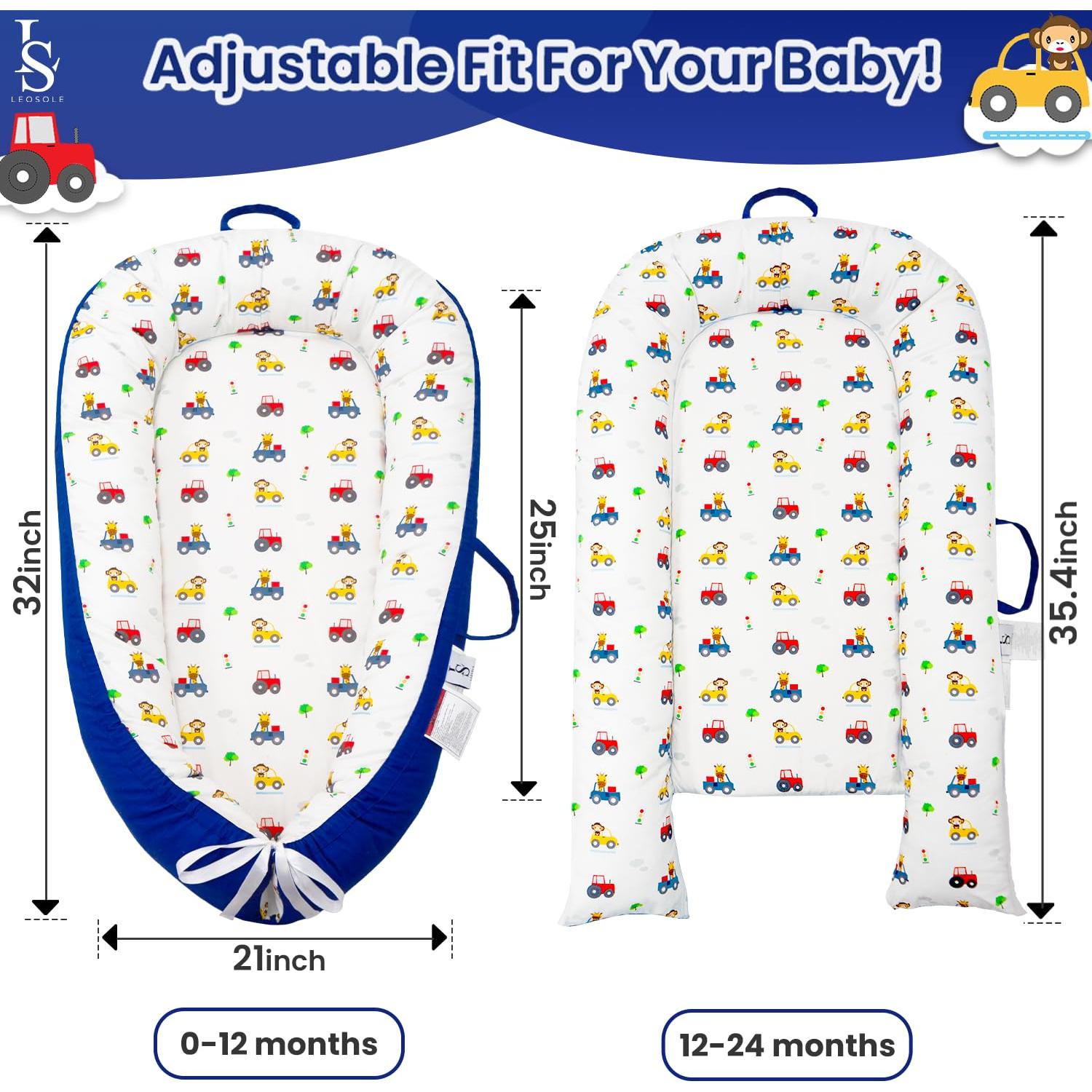 Cuna para Bebés Reversible Algodón Suave 0-24 Meses