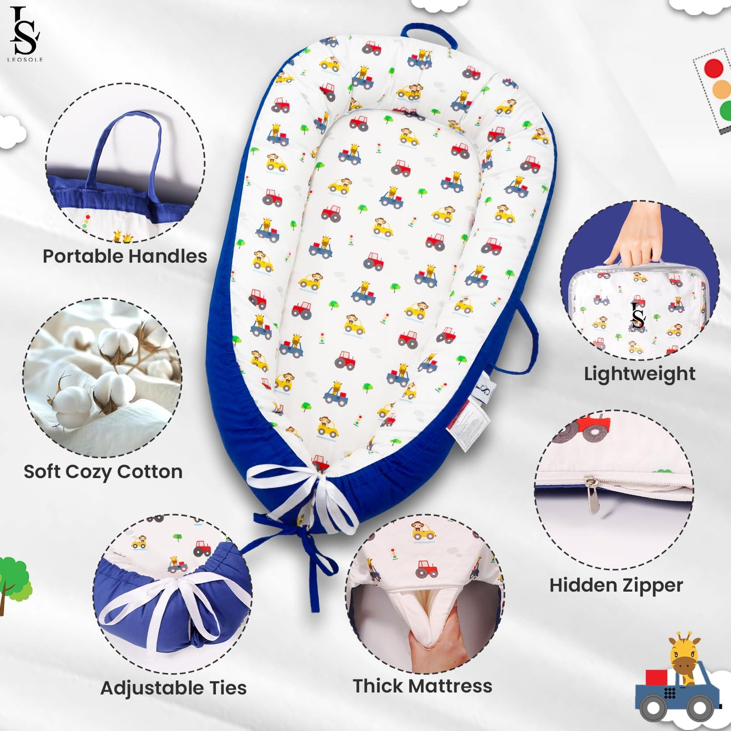 Cuna para Bebés Reversible Algodón Suave 0-24 Meses