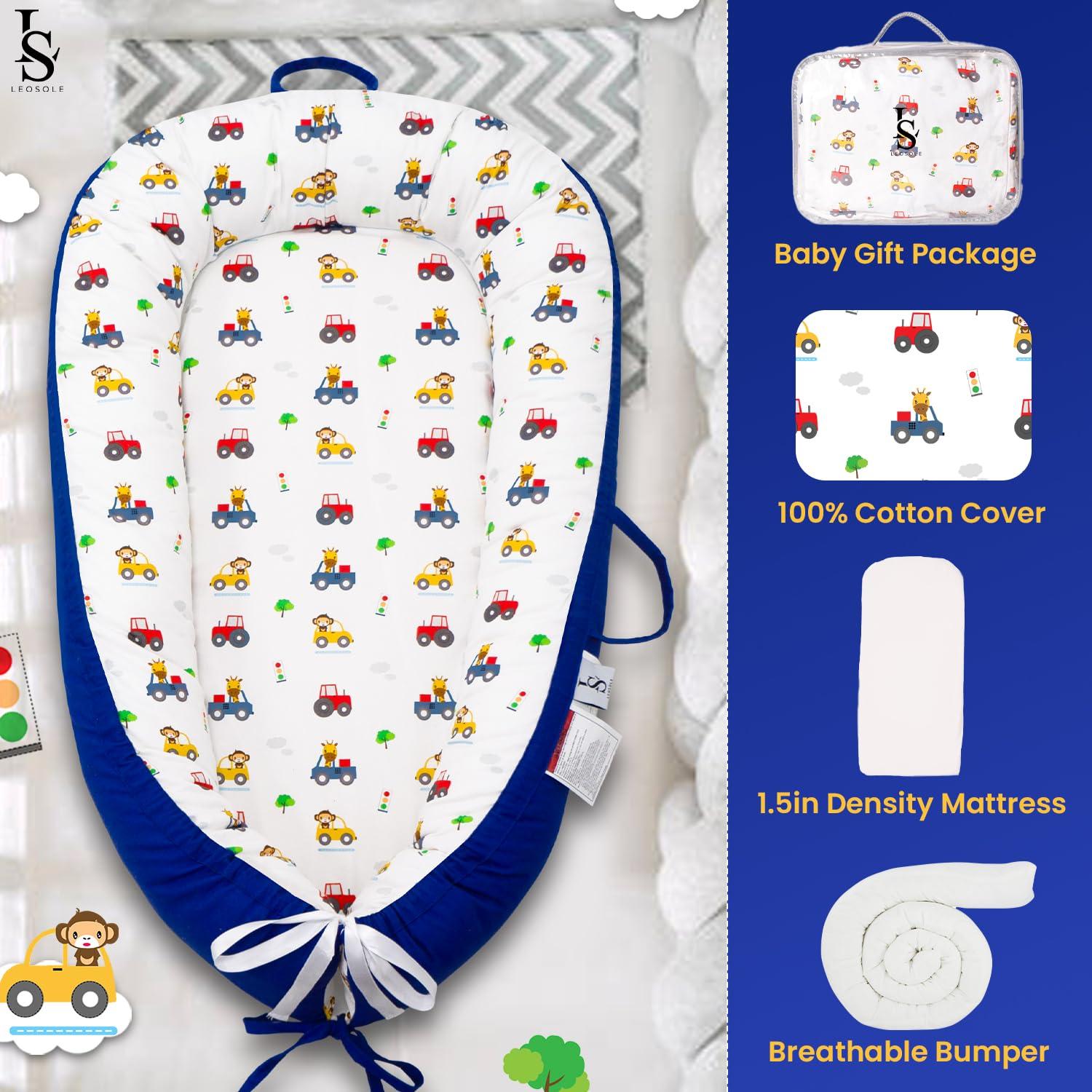 Cuna para Bebés Reversible Algodón Suave 0-24 Meses