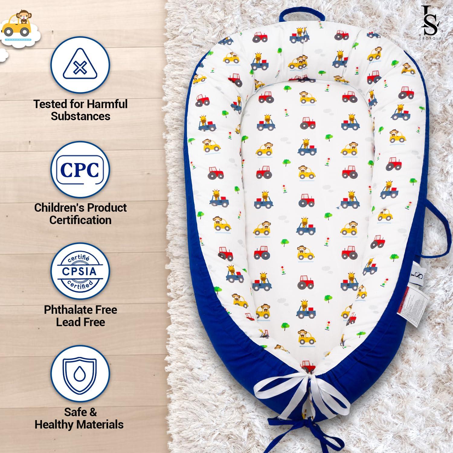 Cuna para Bebés Reversible Algodón Suave 0-24 Meses