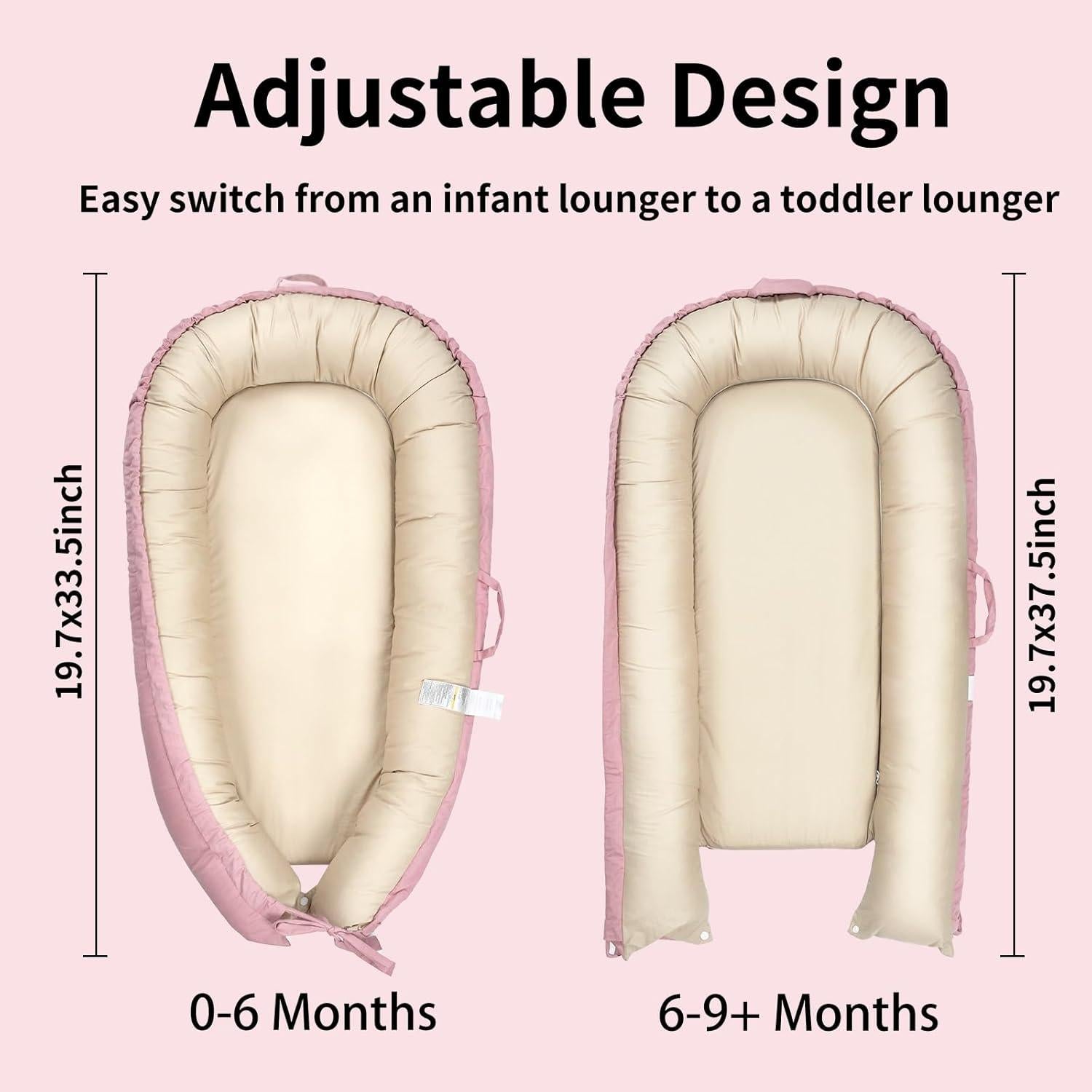 Sofá para Bebés Funda Nido Portátil 100% Algodón Rosa