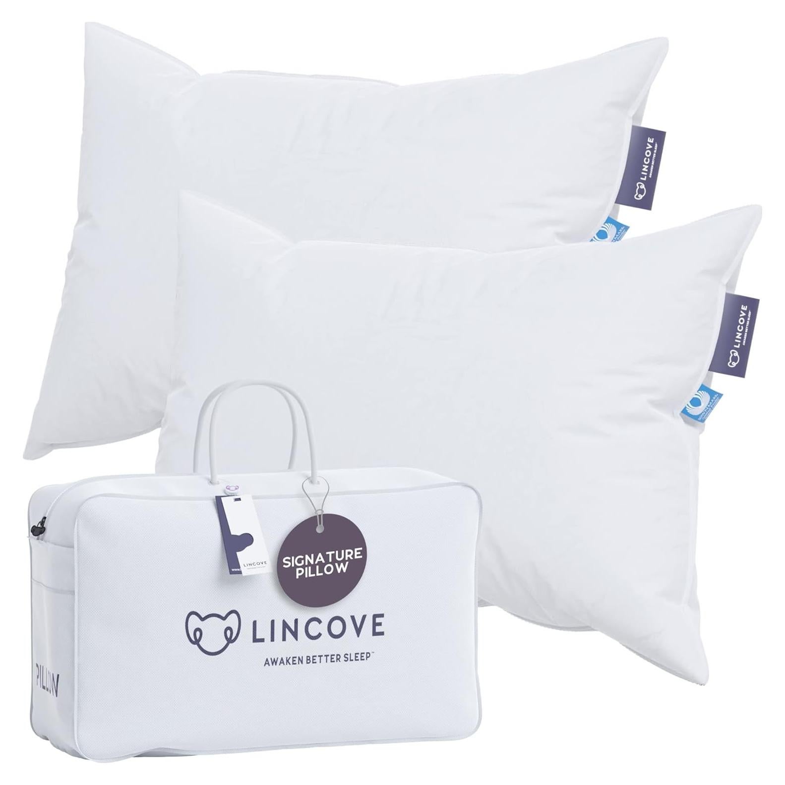 Almohada Lincove 100% Plumón Blanco Canadiense - Estándar Suave (Paquete de 2)