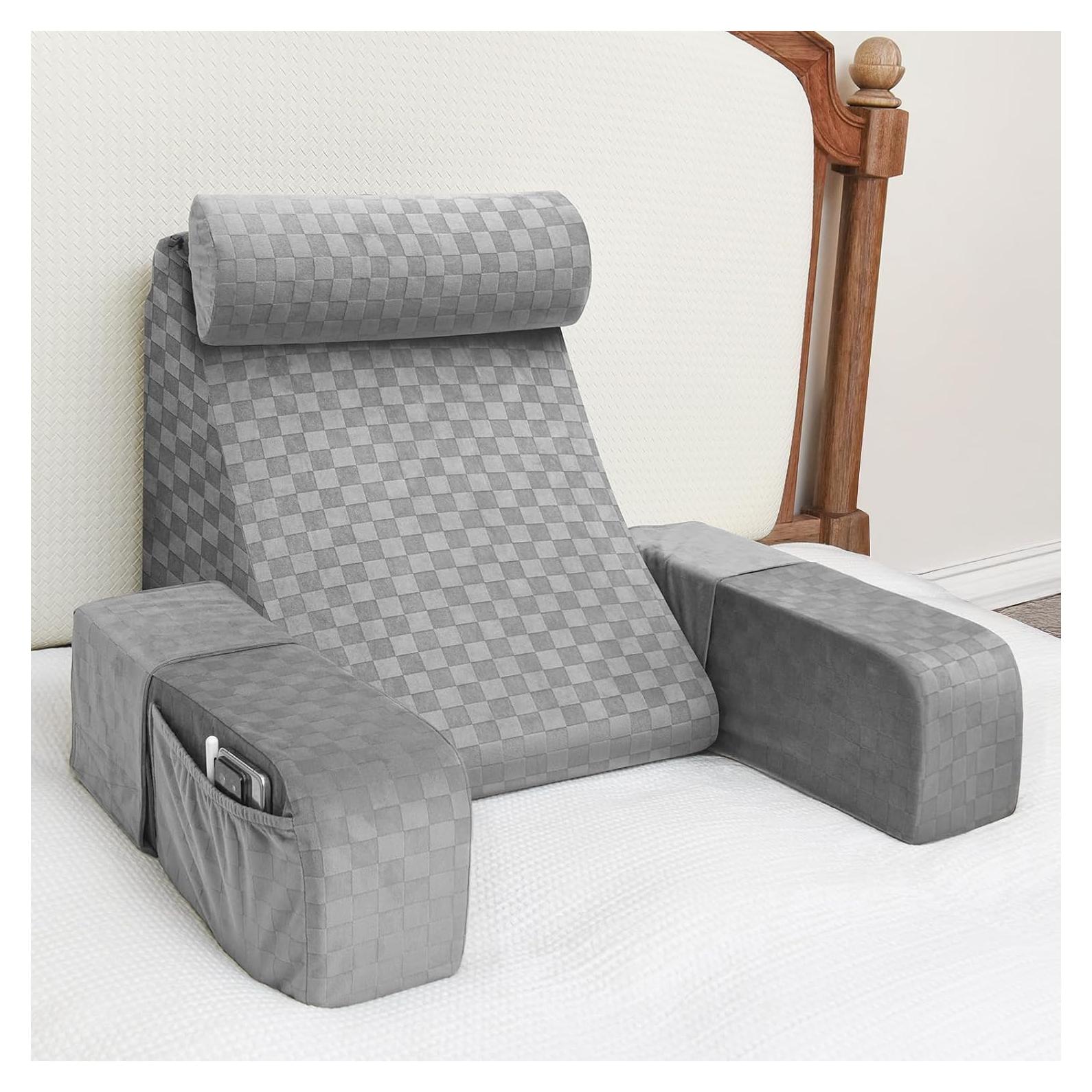 Cojín de Lectura Vekkia 19" Gris - Soporte Espalda Ajustable