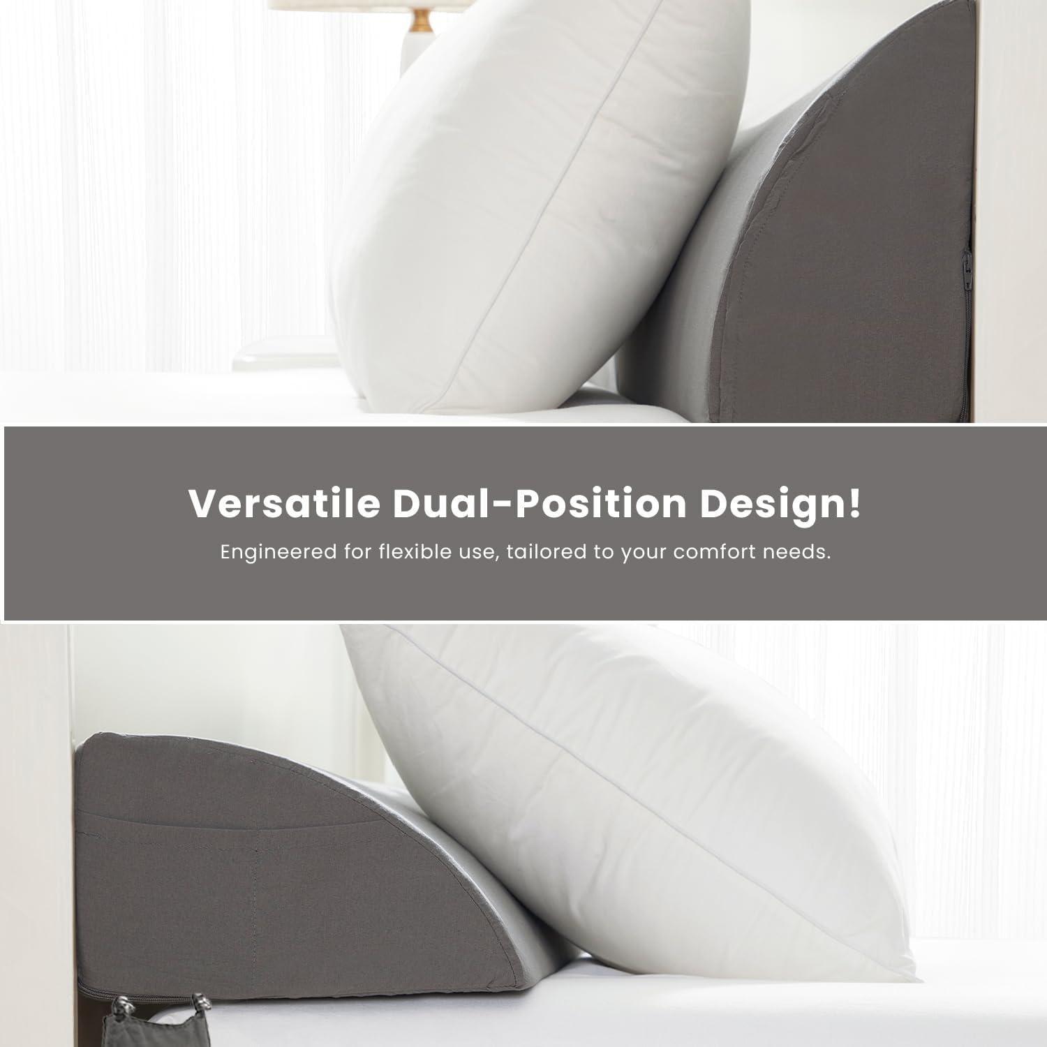 Cojín de Cabeza Cuña DiLuxy Gris 152cm con 2 Bolsillos