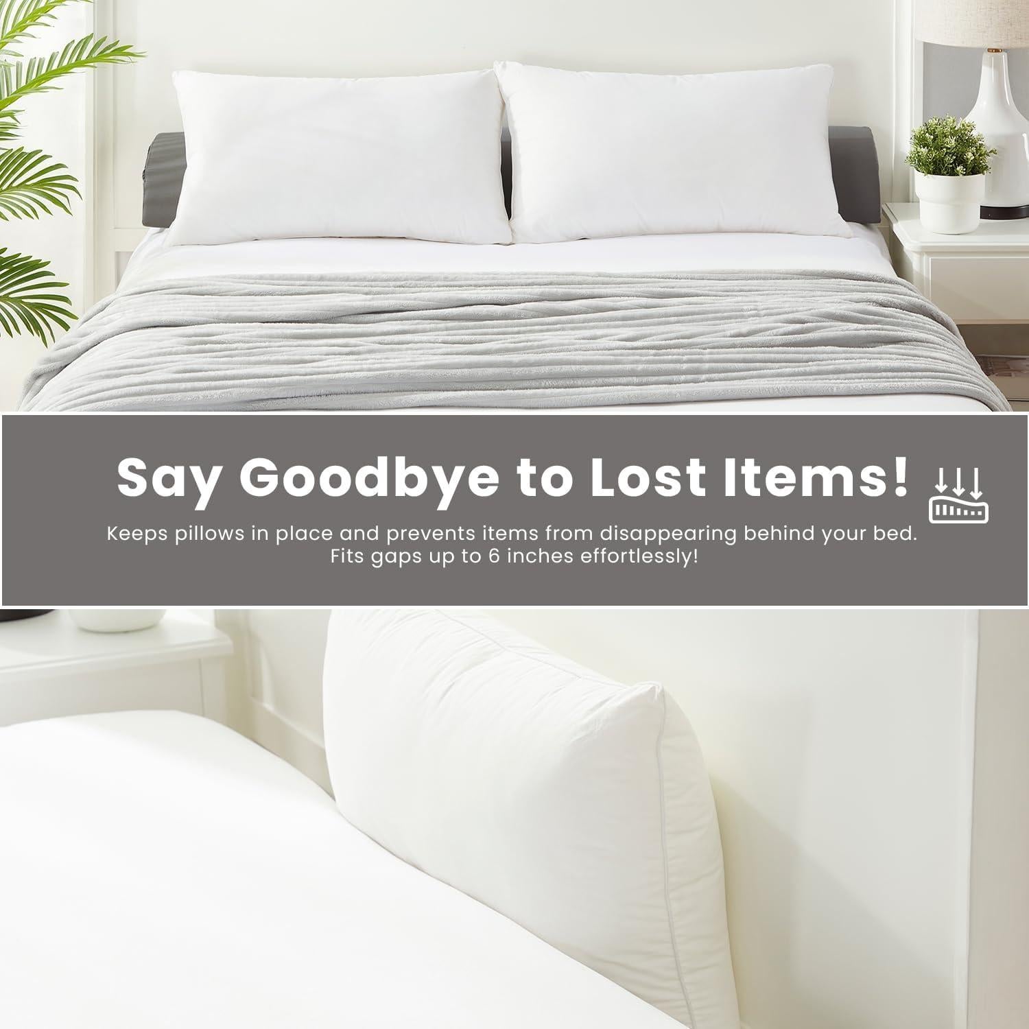 Cojín de Cabeza Cuña DiLuxy Gris 152cm con 2 Bolsillos