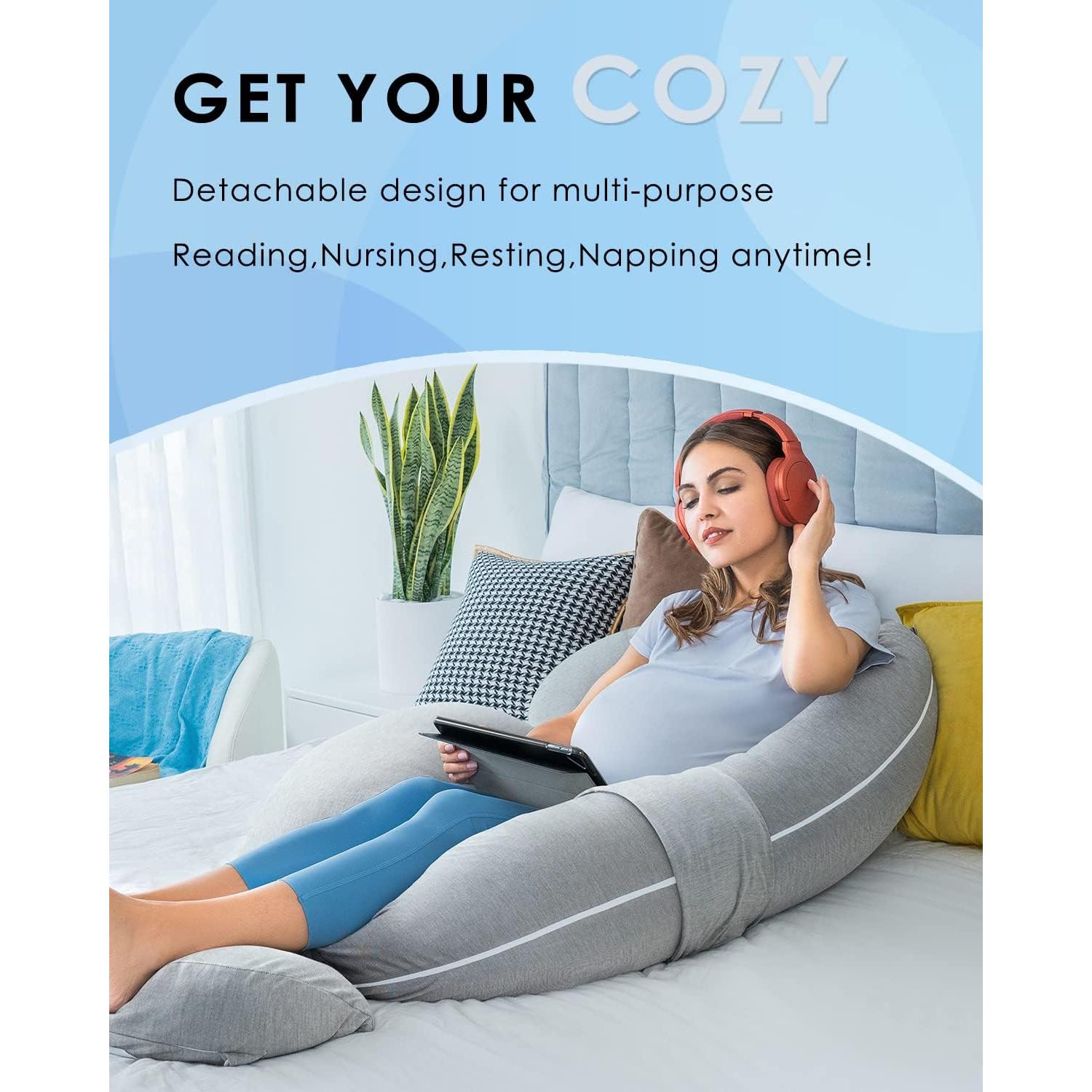 Almohada de Embarazo QUEEN ROSE 152.4 cm Ergonomica Gris