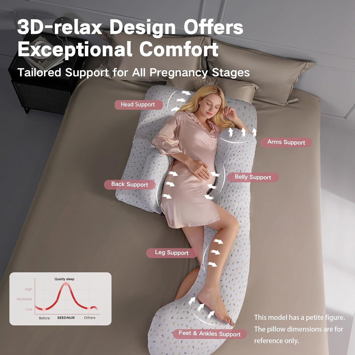 Cojín de Embarazo SEEDNUR Forma de G Ajustable Gris