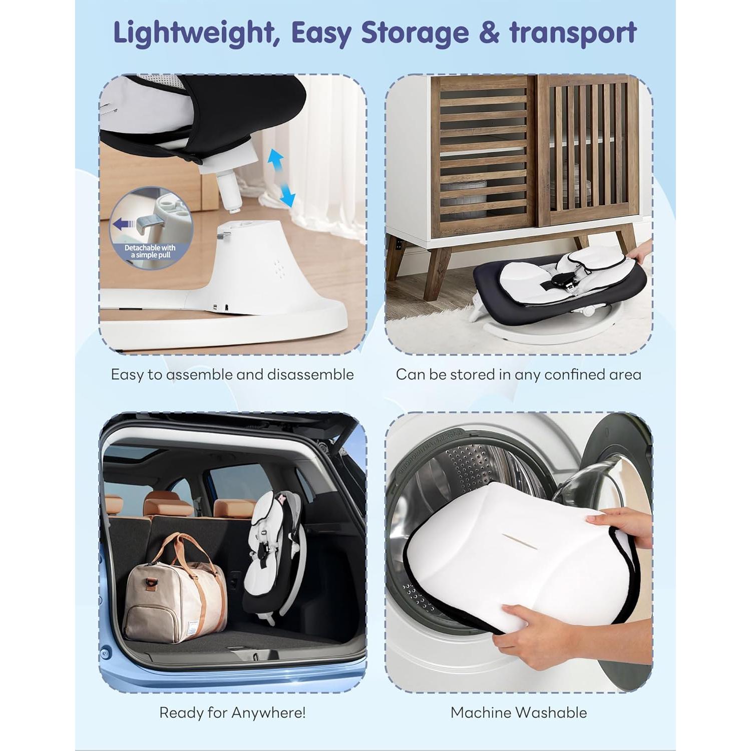 Columpio Eléctrico para Bebés JUITOY 5 Velocidades 3 Posiciones