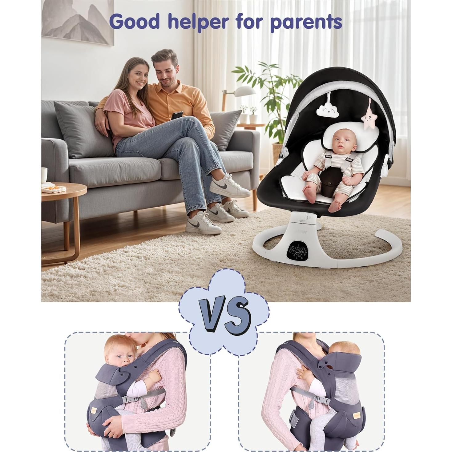 Columpio Eléctrico para Bebés JUITOY 5 Velocidades 3 Posiciones