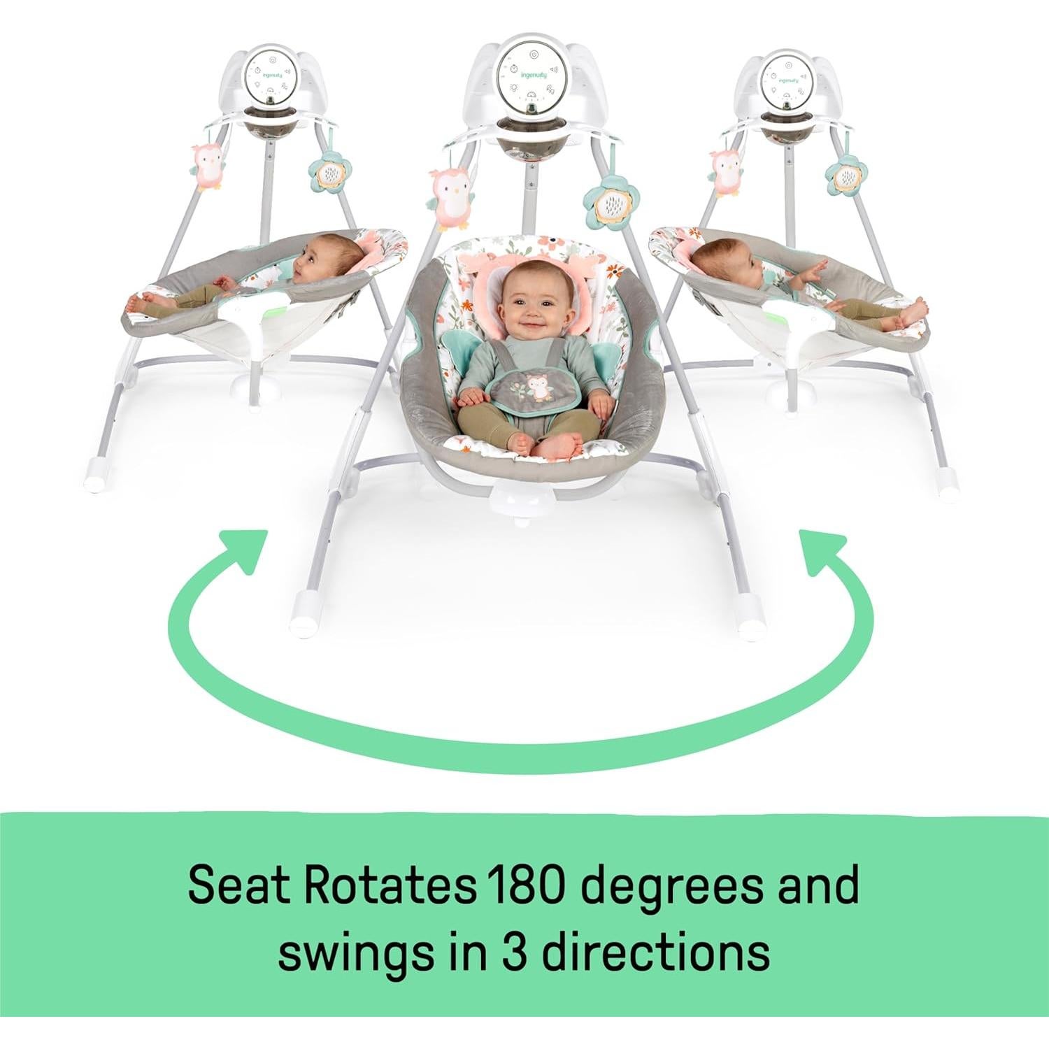 Columpio para Bebés Ingenuity InLighten 5 Velocidades Búho Nally