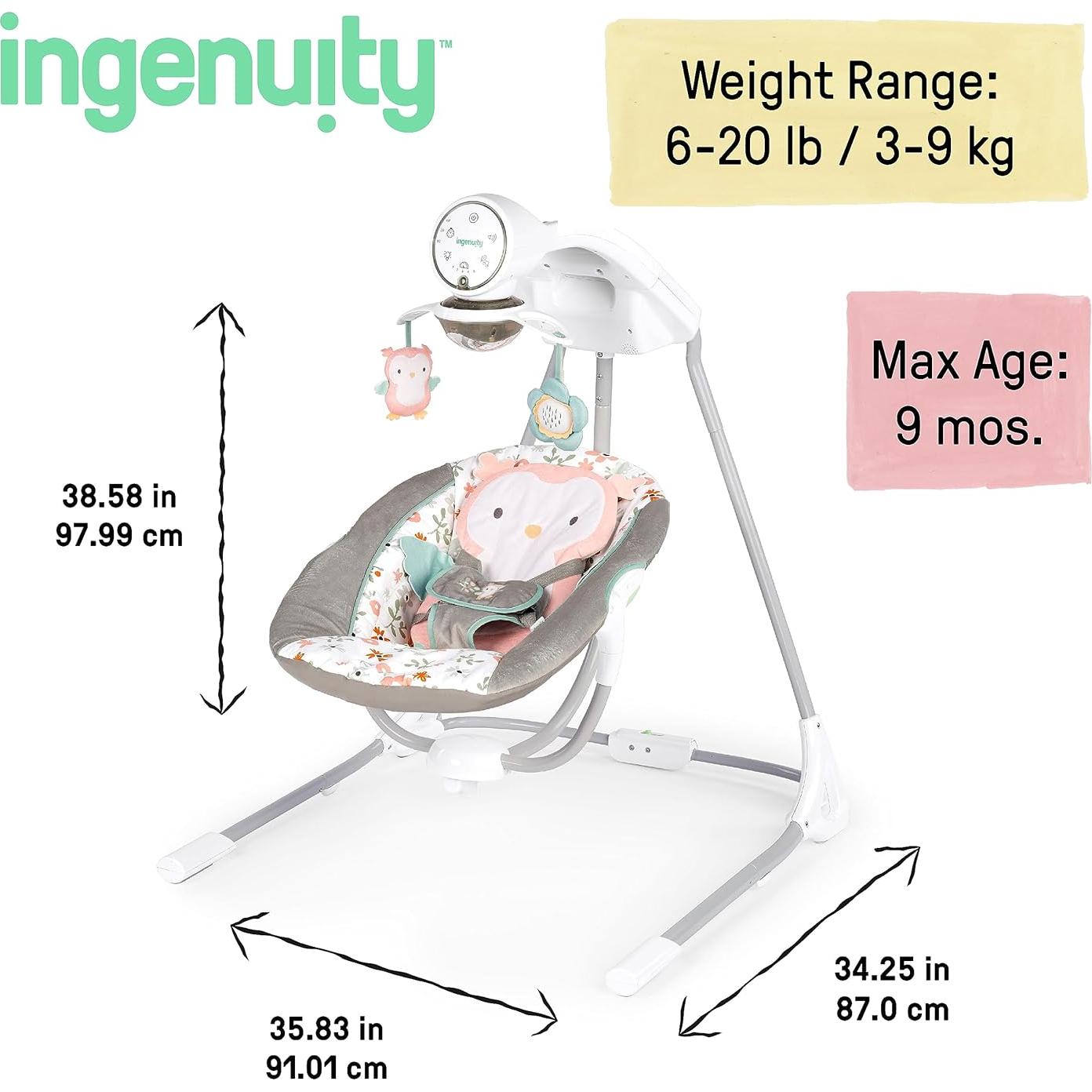 Columpio para Bebés Ingenuity InLighten 5 Velocidades Búho Nally