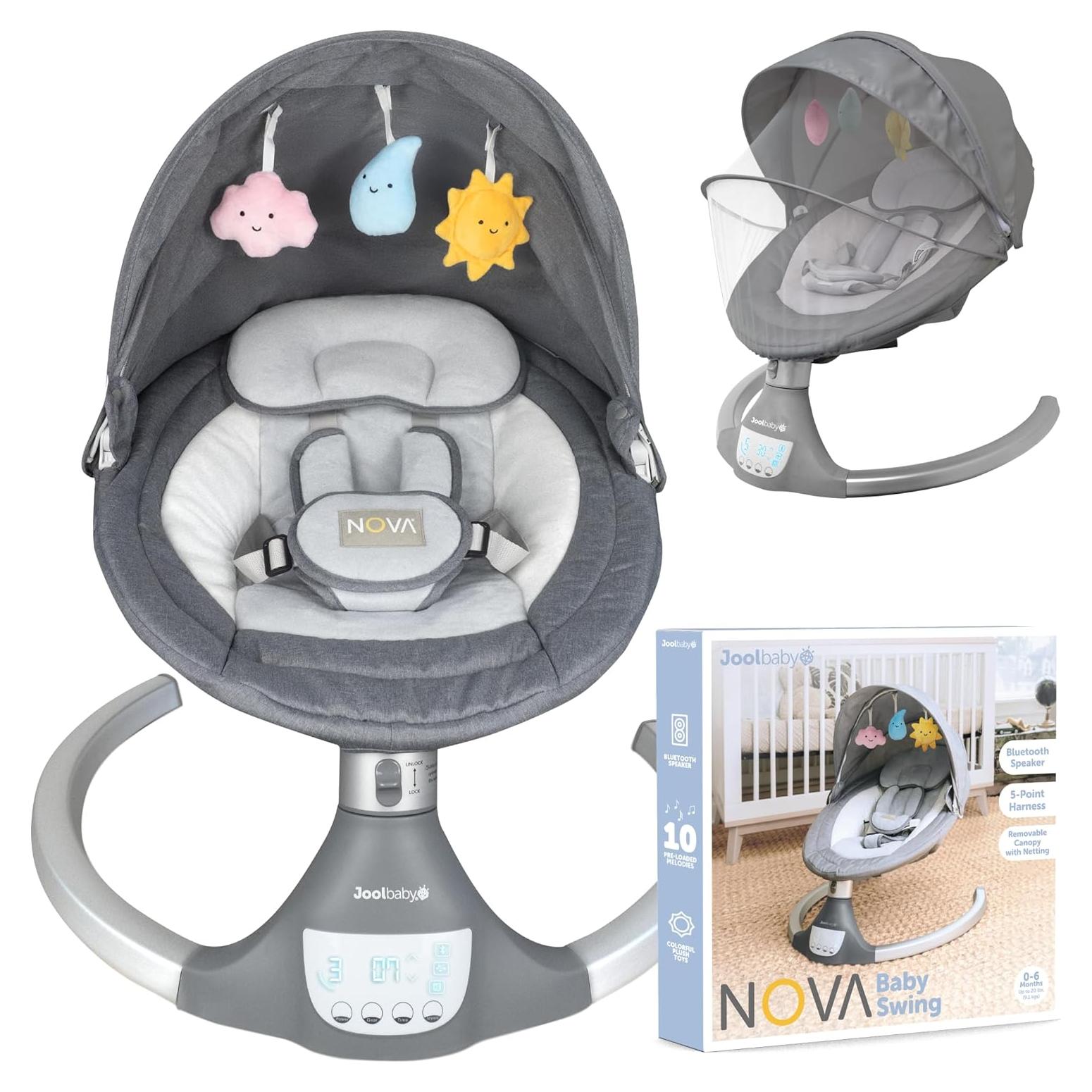 Balanceo Infantil Motorizado Jool Baby Nova Gris - Bluetooth, 10 Melodías