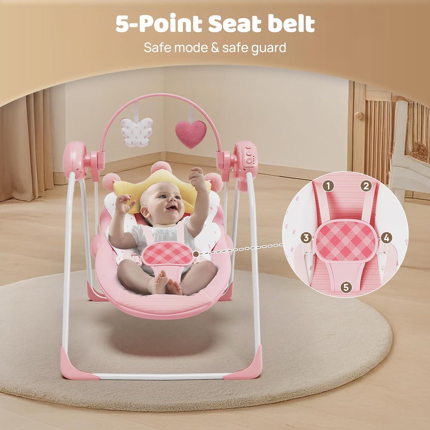 Columpio portátil para bebés Princesa Ángel 0-9 meses 9 kg