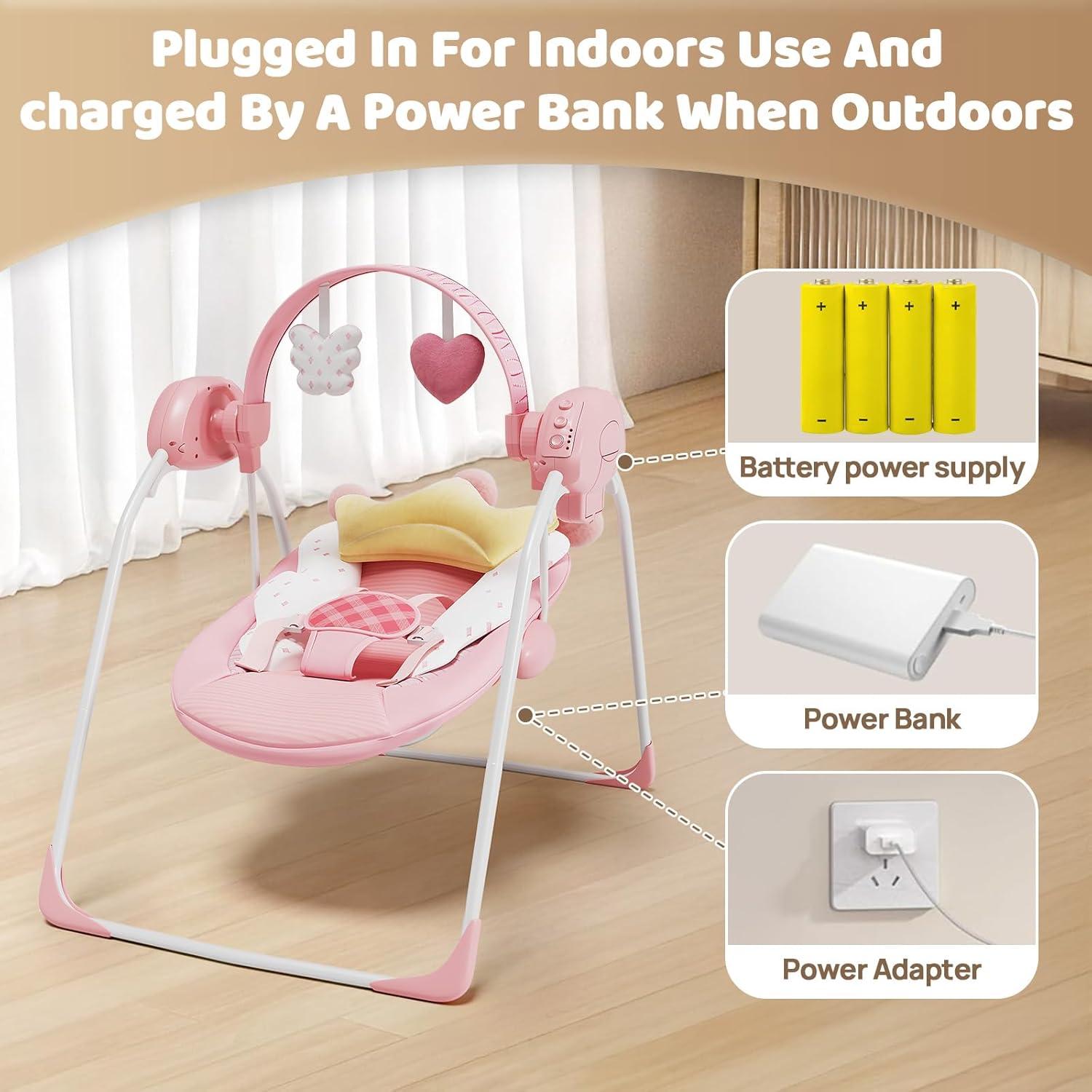 Columpio portátil para bebés Princesa Ángel 0-9 meses 9 kg