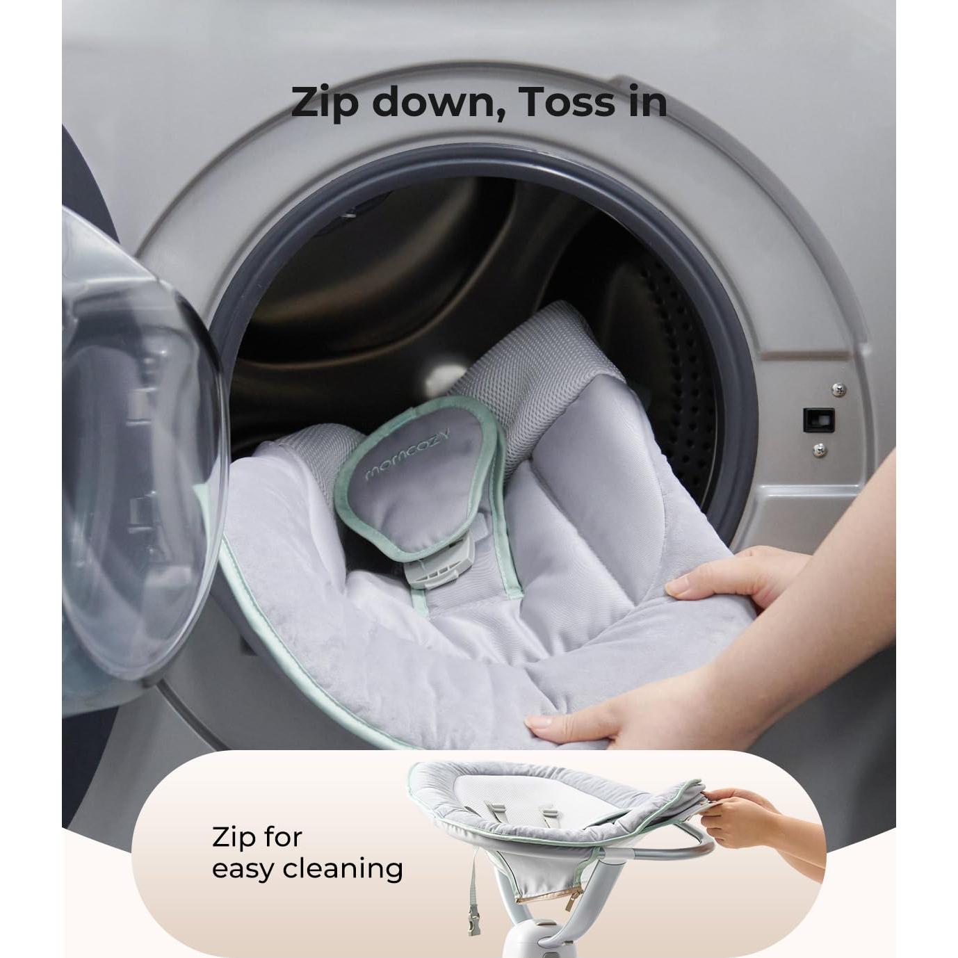 Momcozy CocoSway Baby Swing, Electric Swing for Infants with 180° Rotating Seat, 6 Soothing Sway Motions & 4 Speeds, Remote & Touchscreen, 8 Preset Lullabies, Grey