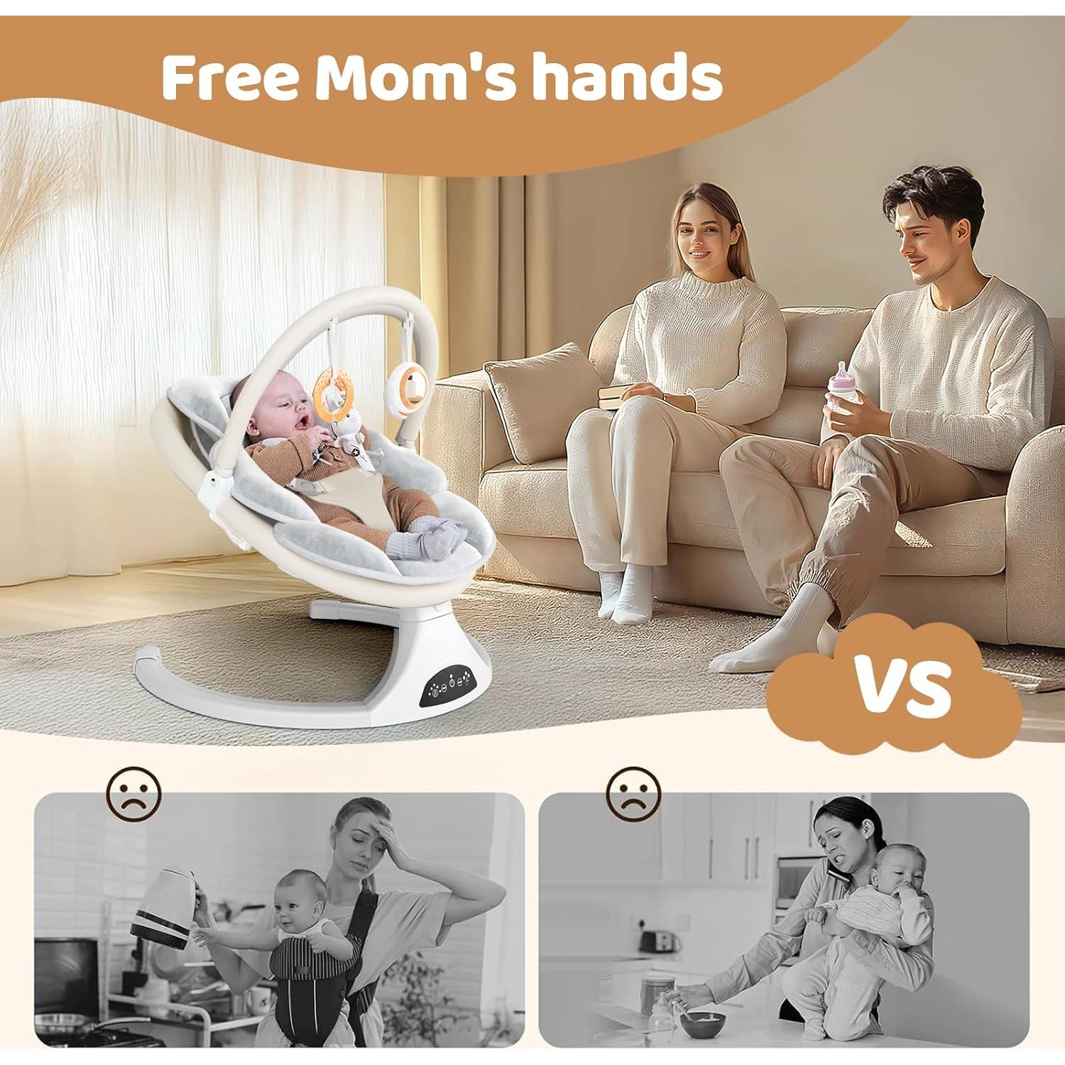 Columpio Eléctrico para Bebés - 5 Velocidades, Control Remoto