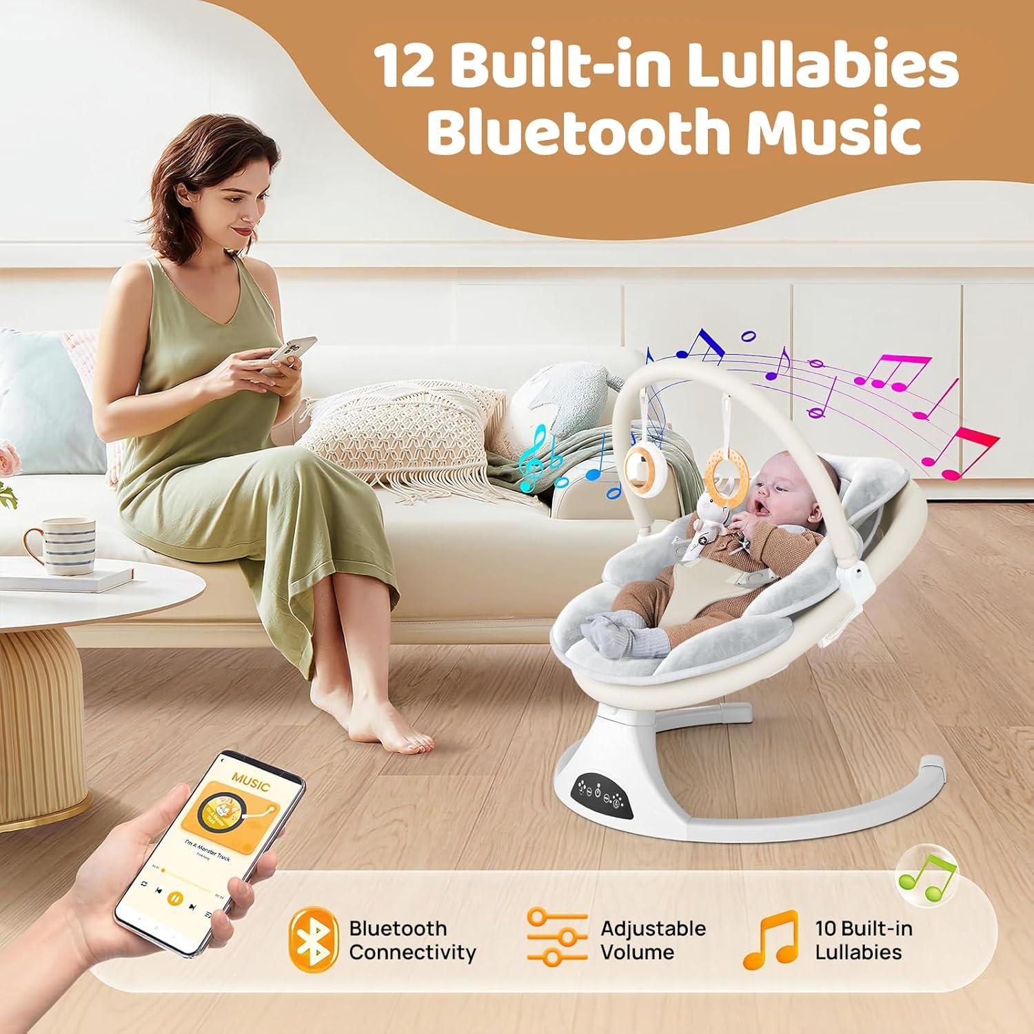 Columpio Eléctrico para Bebés - 5 Velocidades, Control Remoto