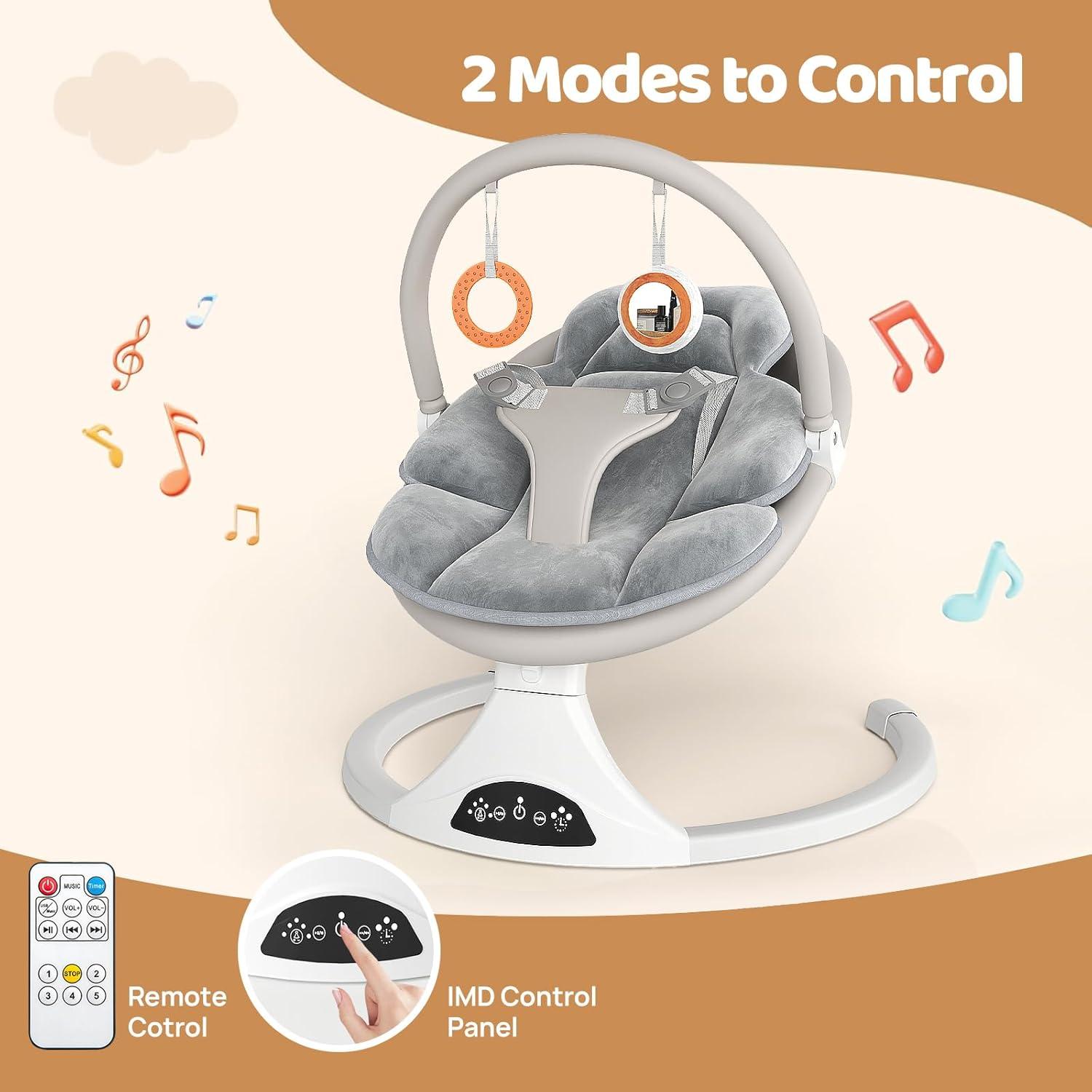 Columpio Eléctrico para Bebés - 5 Velocidades, Control Remoto