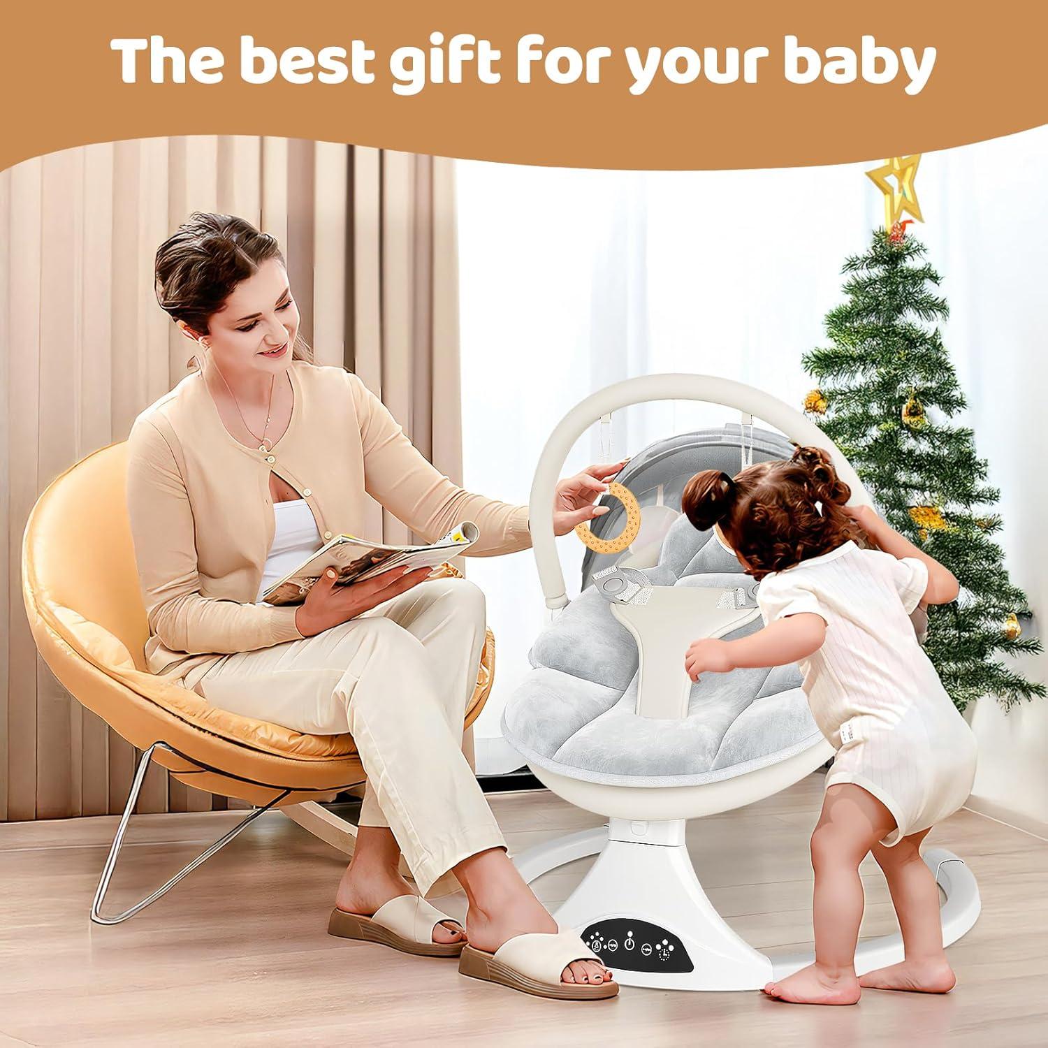 Columpio Eléctrico para Bebés - 5 Velocidades, Control Remoto