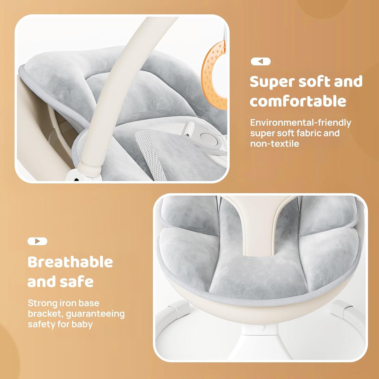 Columpio Eléctrico para Bebés - 5 Velocidades, Control Remoto