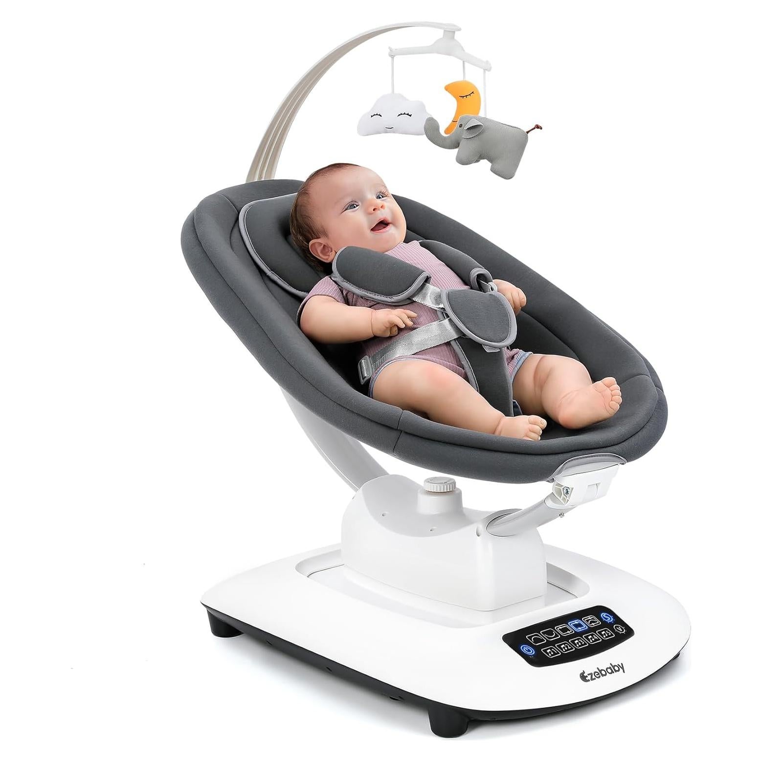 Columpio para Bebés Ezebaby Gris 5 Movimientos y Música Bluetooth